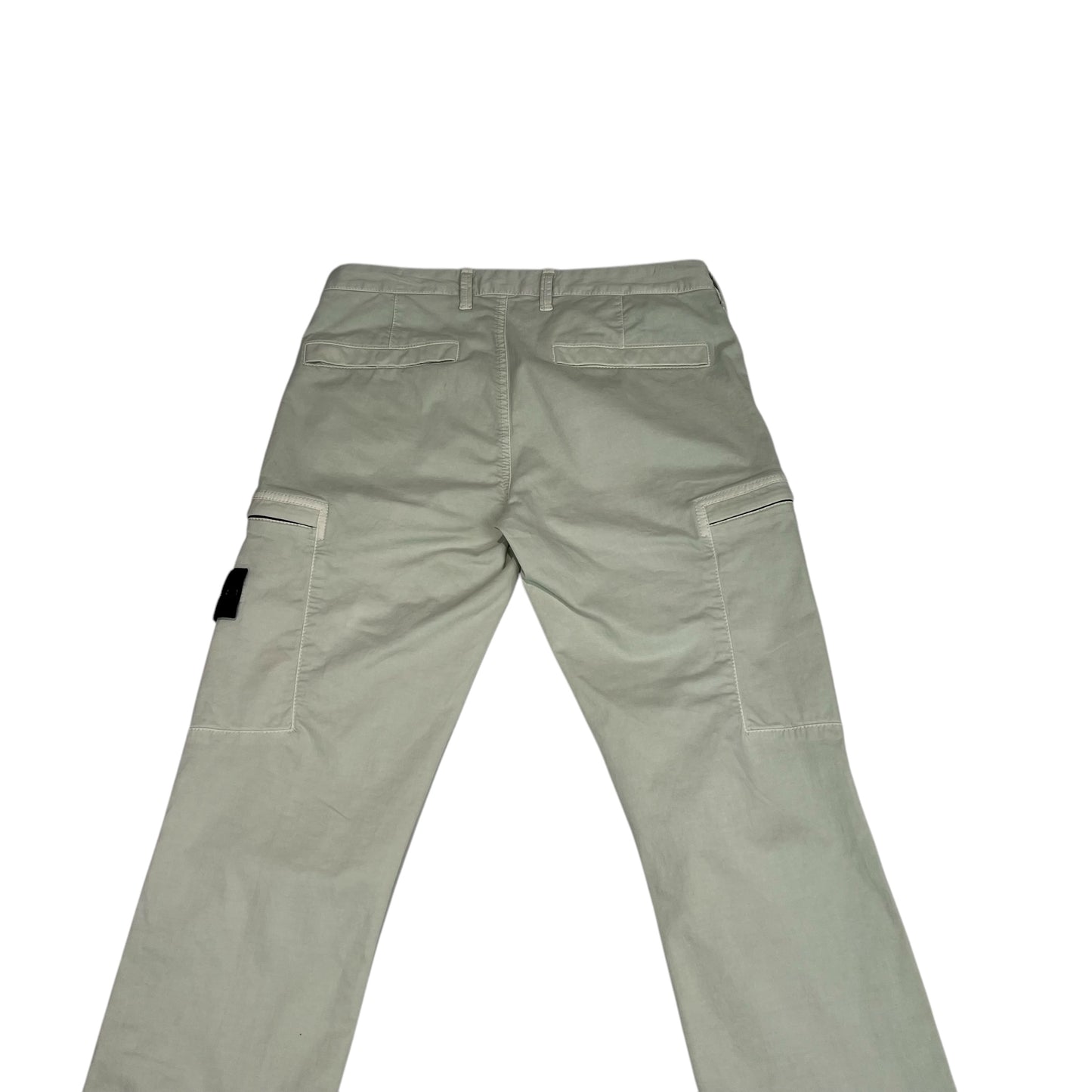 Stone Island White Zip-Pocket Brushed Cotton Cargo Trousers
