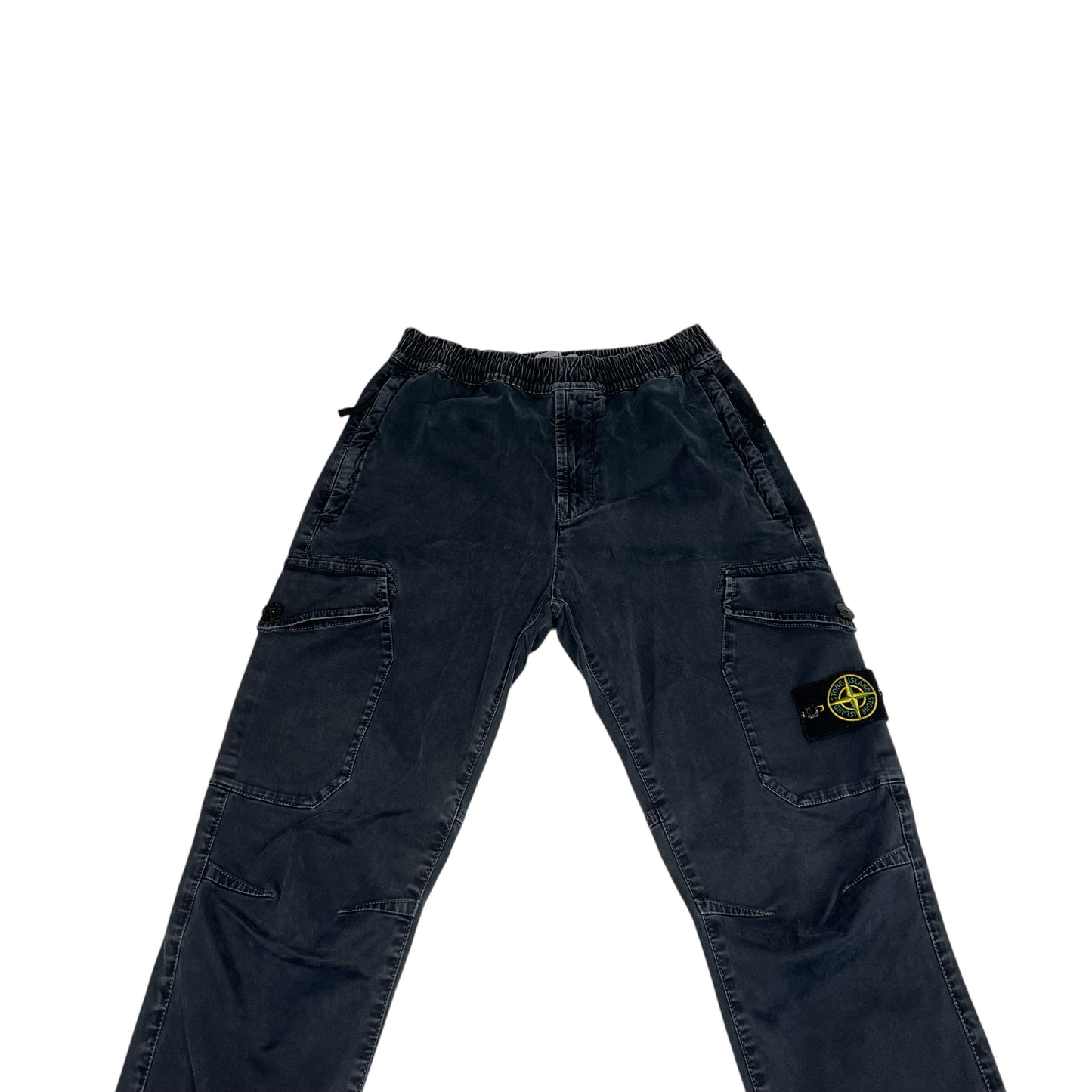 Stone Island Navy Blue Brushed Cotton Cargo Trousers