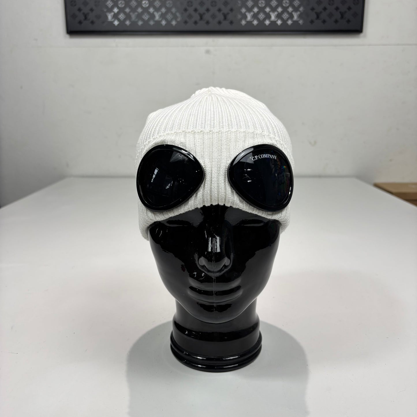 CP Company White Double Goggle lightweight Cotton Beanie