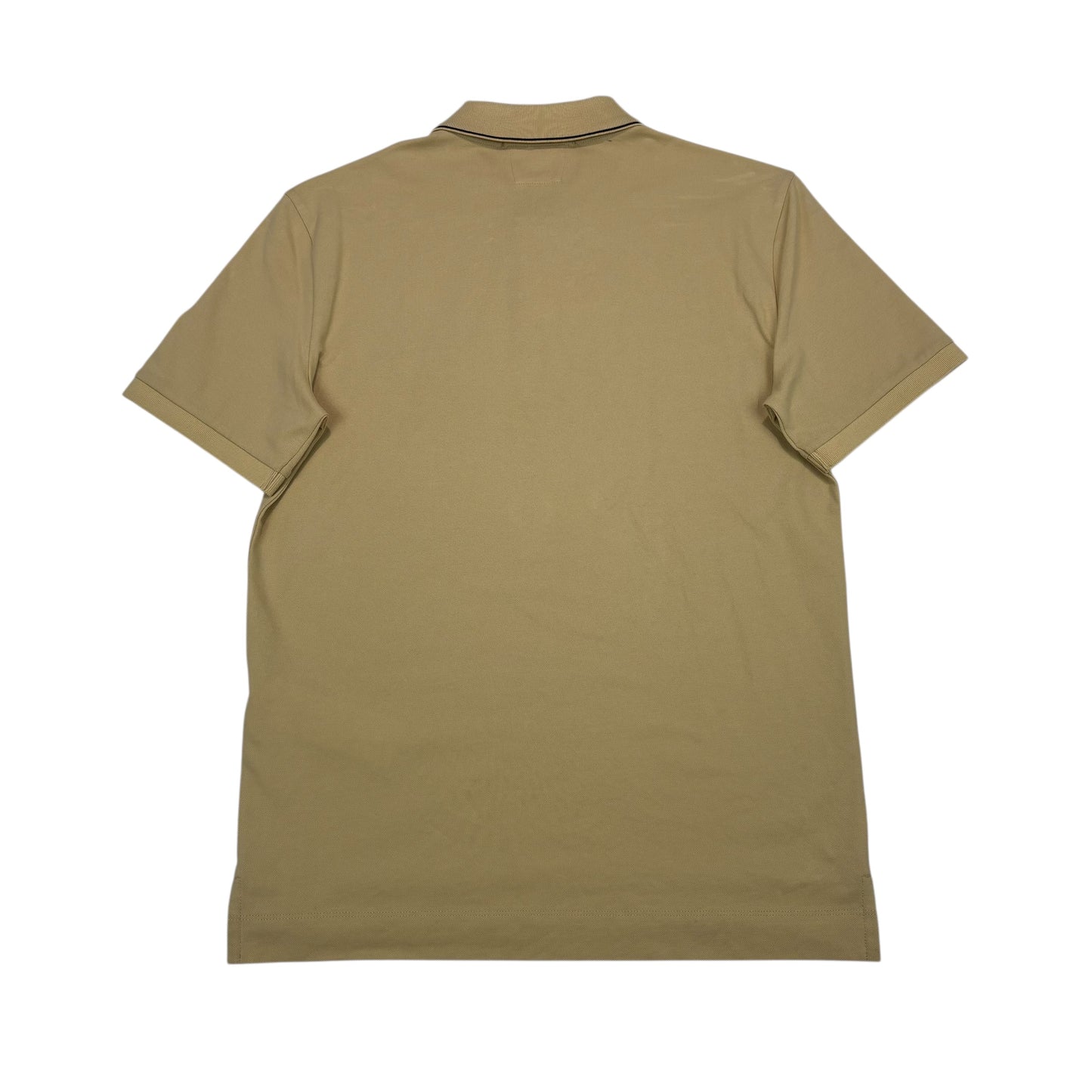CP Company Beige Box Logo Spell Out Striped Polo Shirt