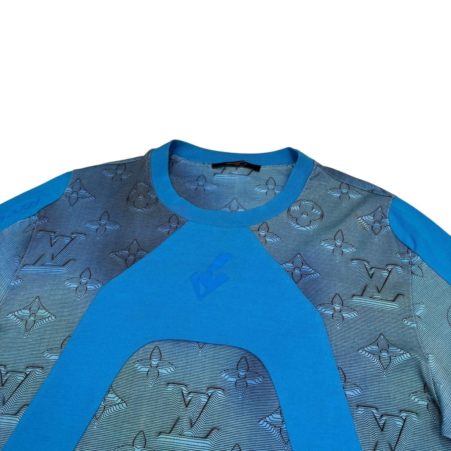 Louis Vuitton Blue Distorted Logo Tshirt