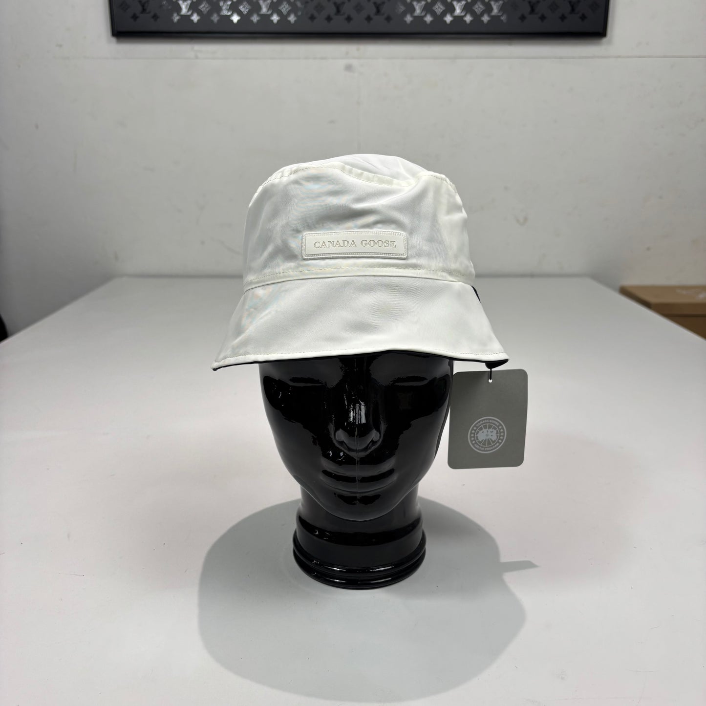 Canada Goose White and Black Reversible Bucket Hat