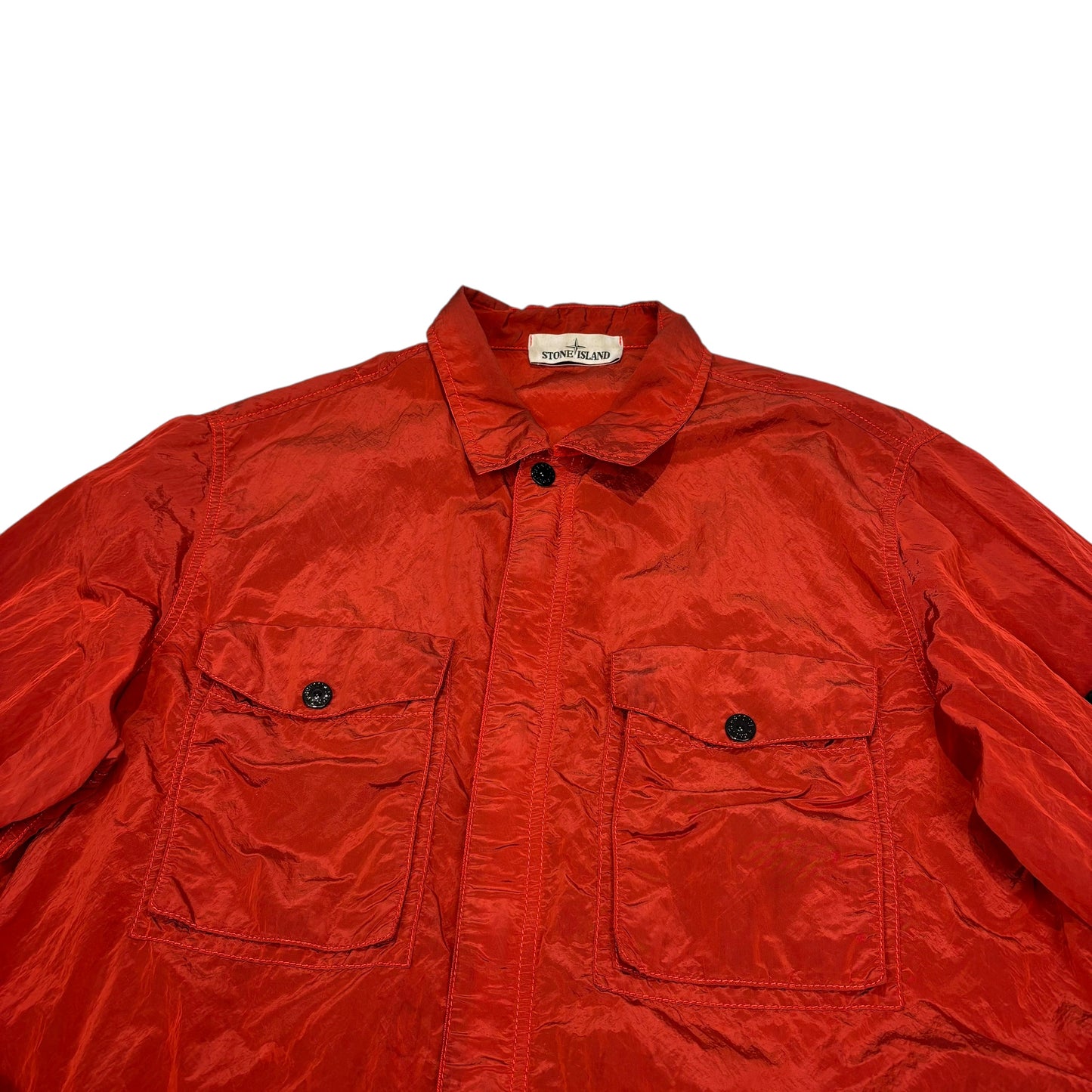 Stone Island Lobster Red Compass-Patch Nylon Metal Jacket