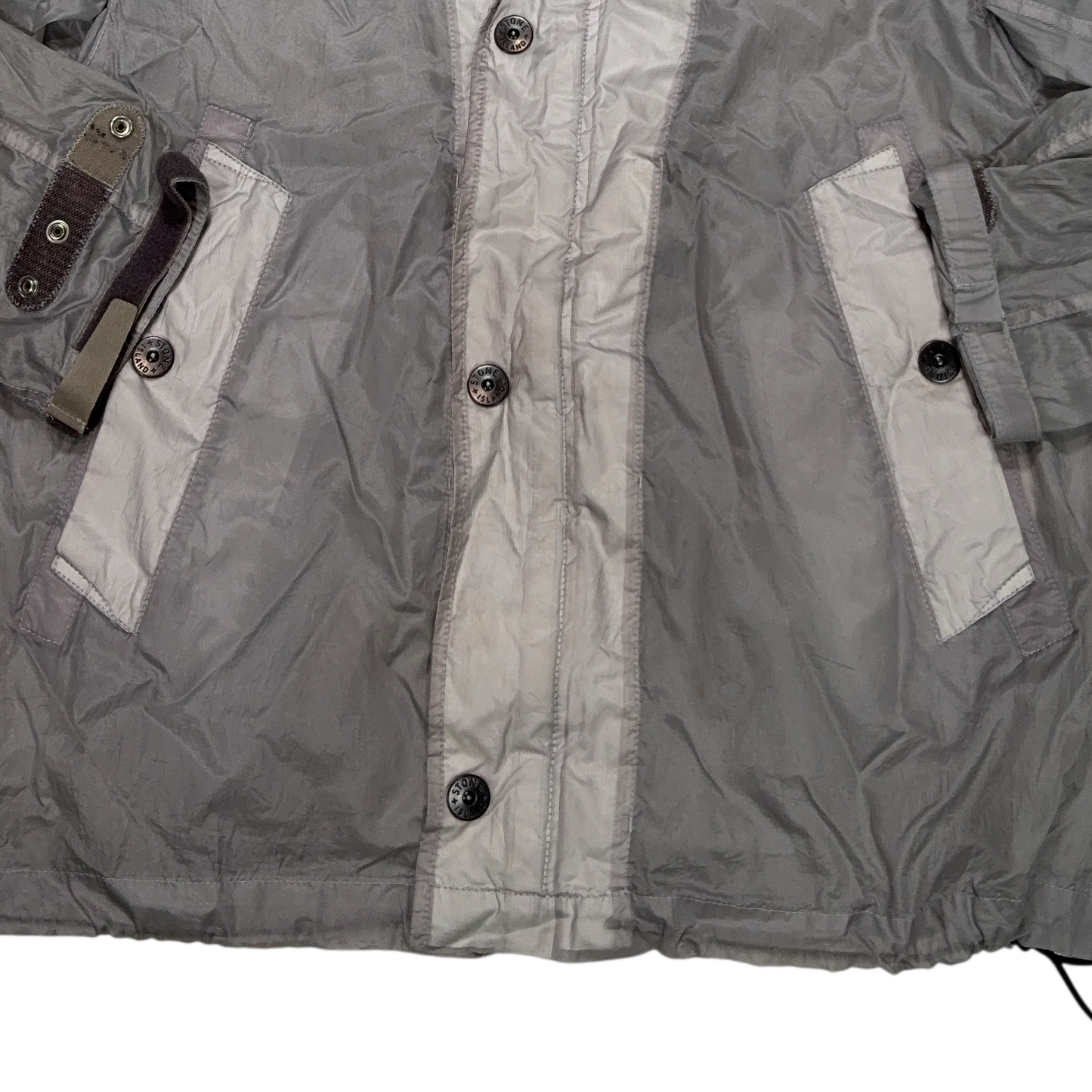 Stone Island Mesh Badge Grey Hooded Jacket