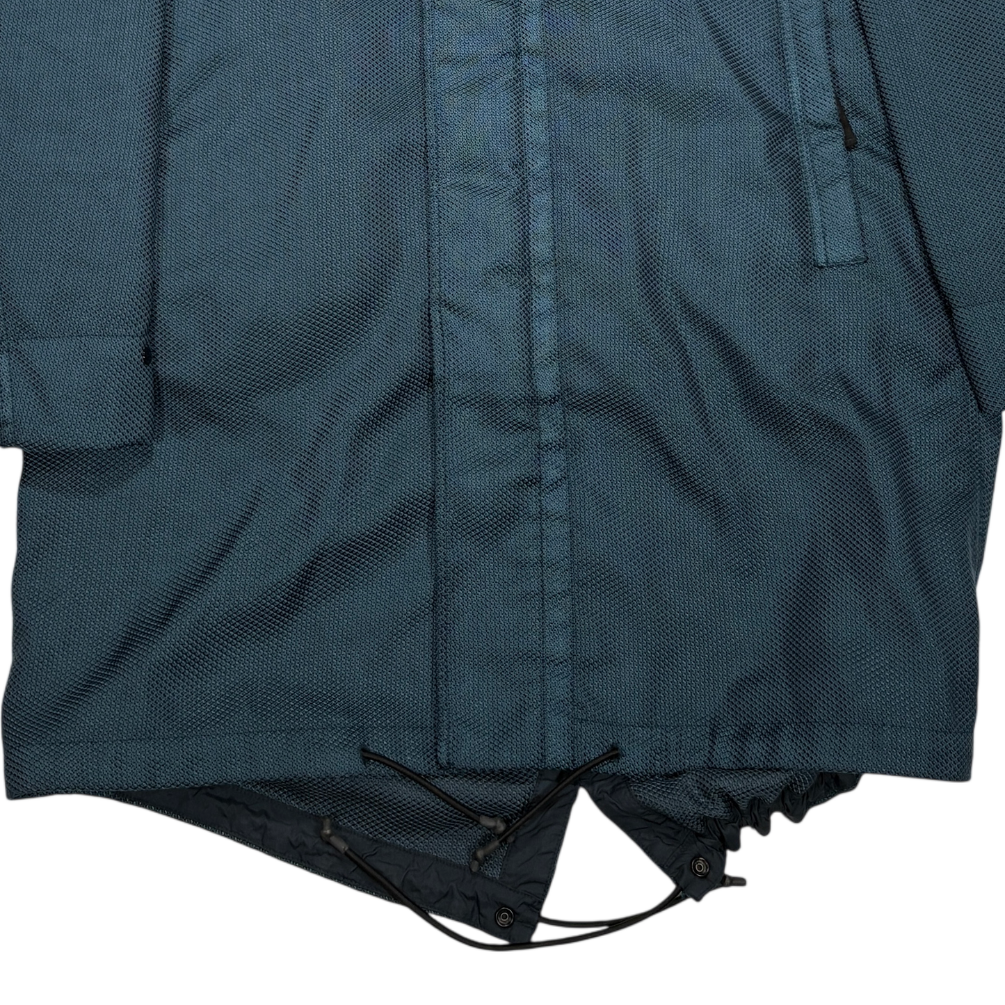 Stone Island Blue Modified Panama 6/3 HT Nylon + Leather Coat