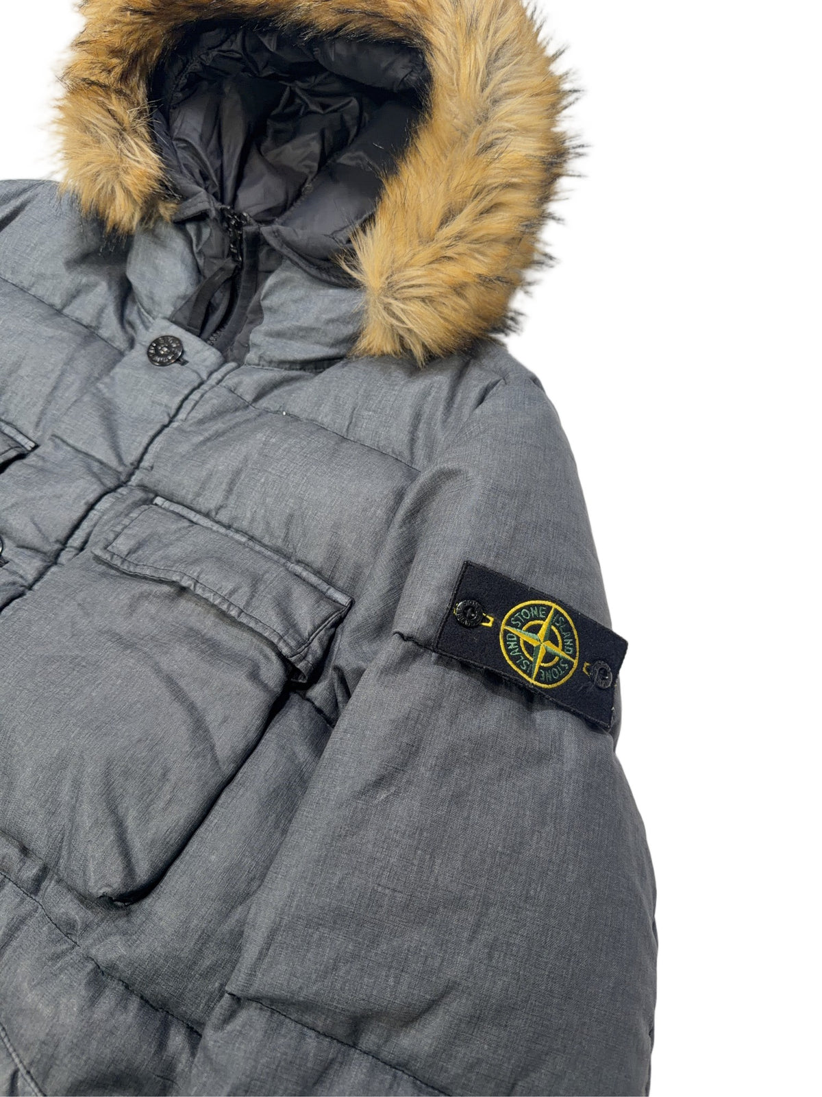 Stone Island Lino Resinato Down-TC Hooded Parka – Grey