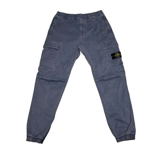 Stone Island Blue Brushed Cotton Tapered Cargo Trousers