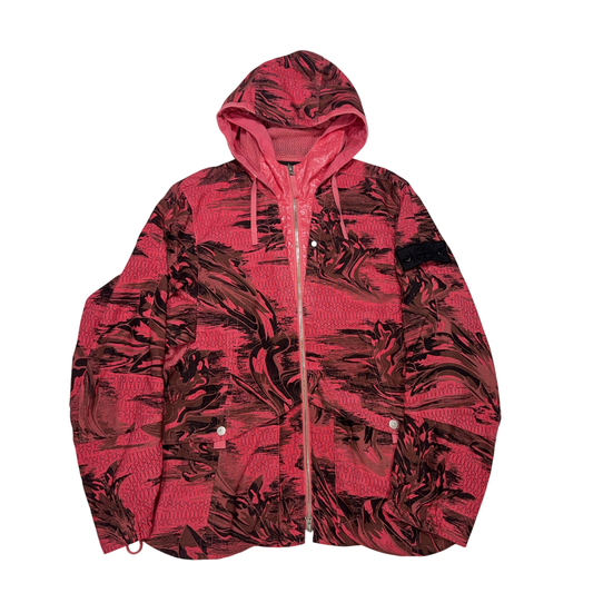 Stone Island Printed Shadow Linen Cordura - TC Pink Hooded Jacket