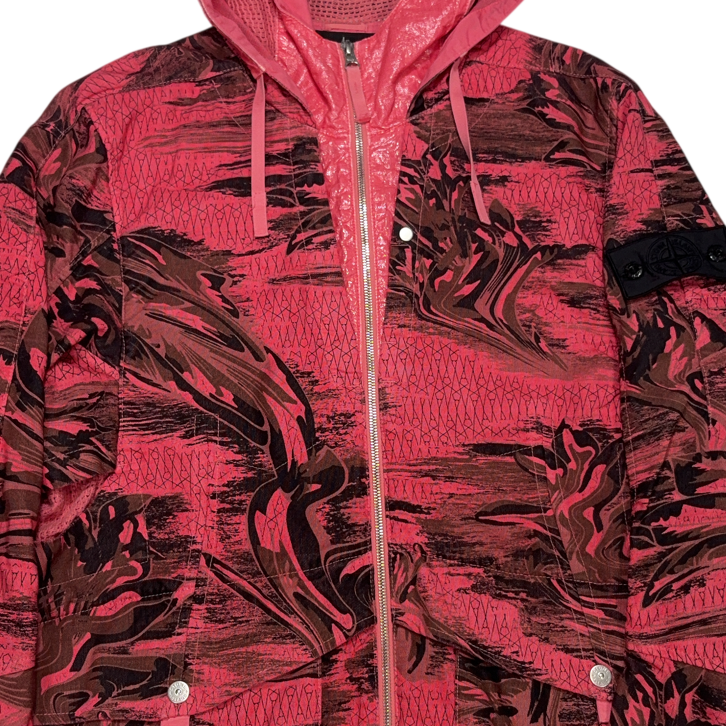 Stone Island Printed Shadow Linen Cordura - TC Pink Hooded Jacket