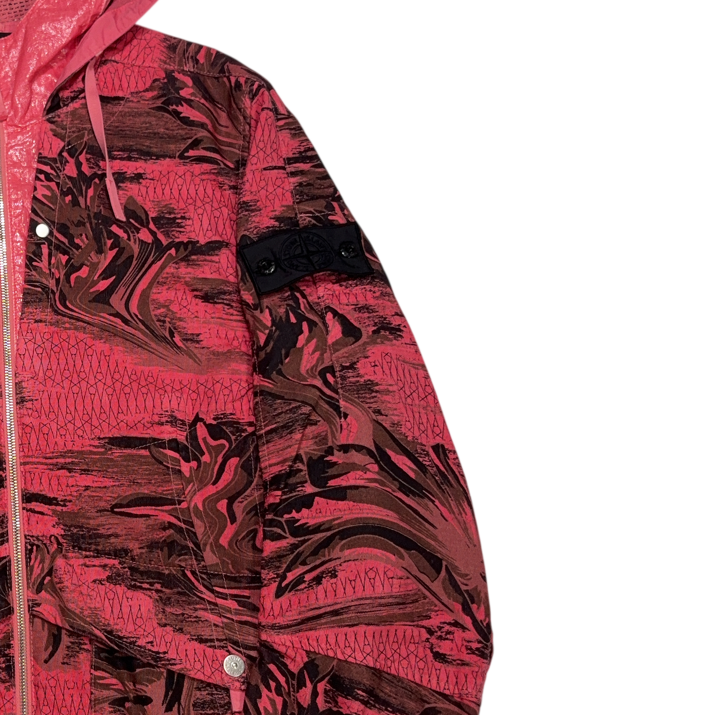 Stone Island Printed Shadow Linen Cordura - TC Pink Hooded Jacket