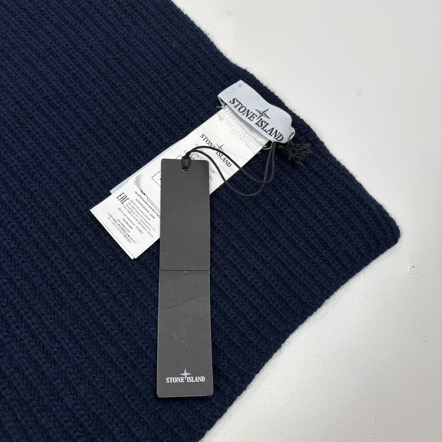 Stone Island Navy Blue Cotton Scarf