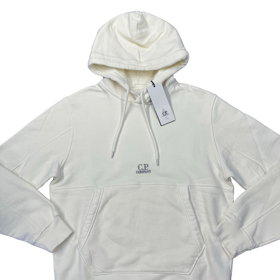 CP Company White Embroidered-Logo Spell Out Hoodie