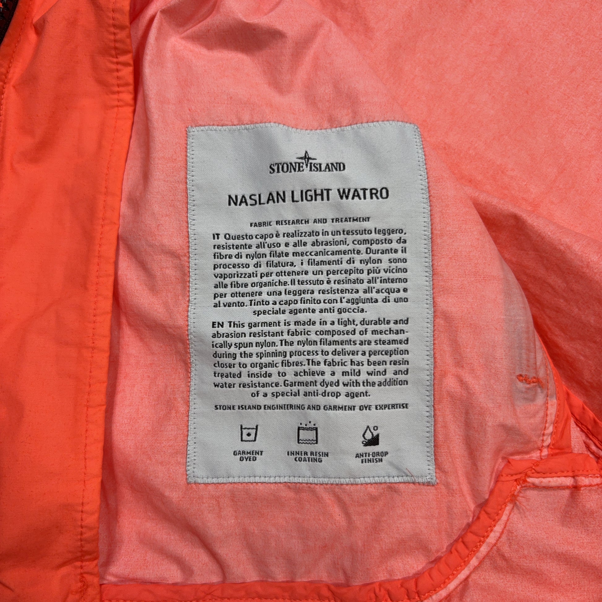 Stone Island Naslan Light Watro Orange Hooded Jacket