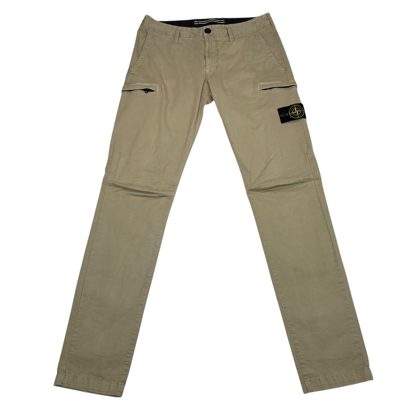 Stone Island Beige Zip-Pocket Brushed Cotton Cargo Trousers