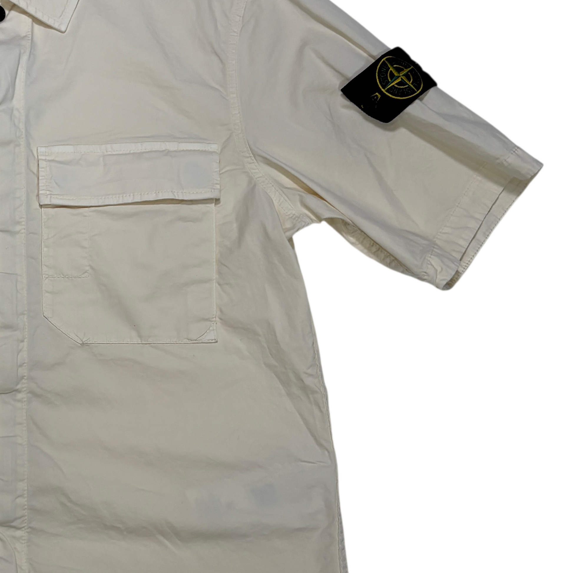 Stone Island Shoulder Badge Overshirt Beige Tops