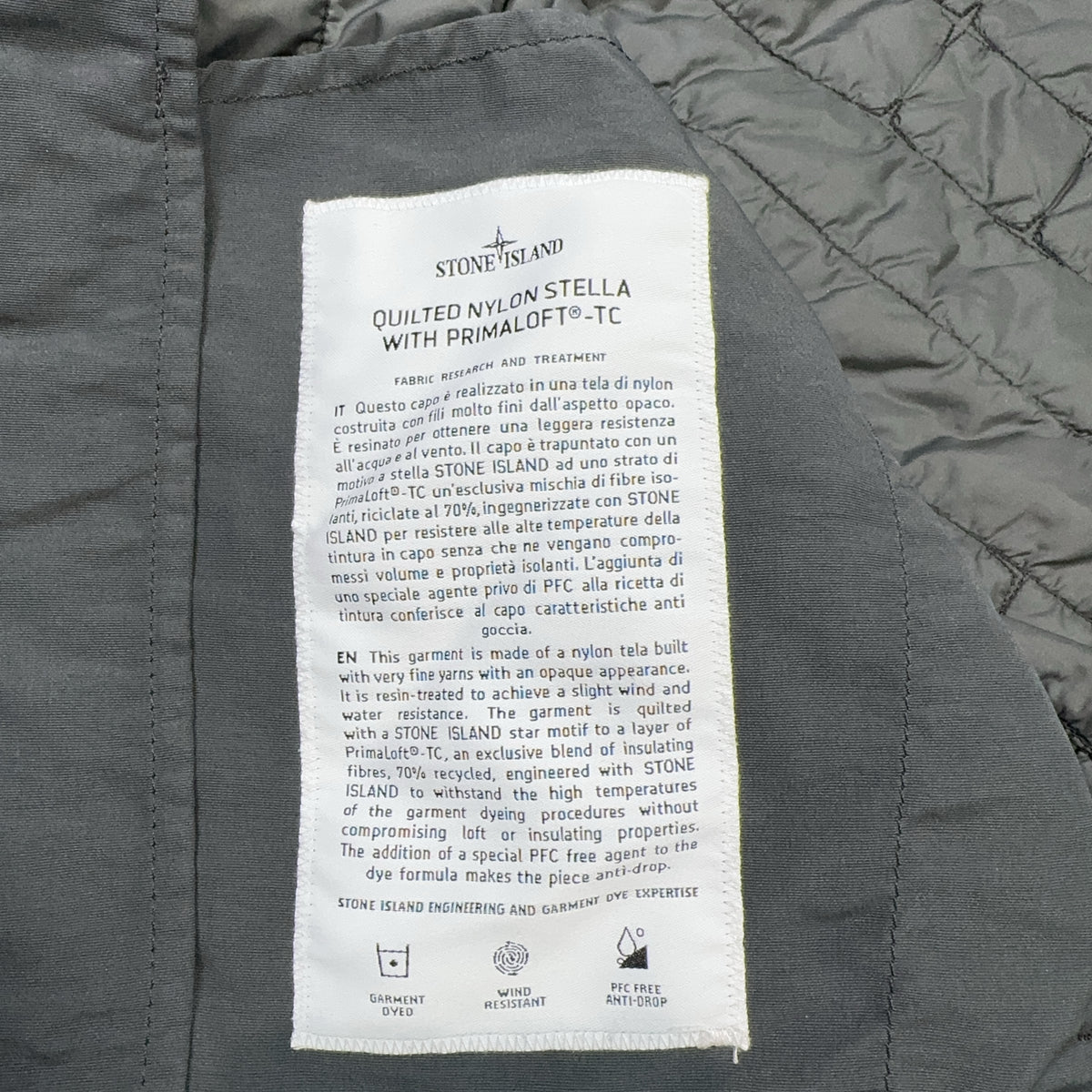 Stone Island Quilted Nylon Stella with PrimaLoft-TC Overshirt – Grey