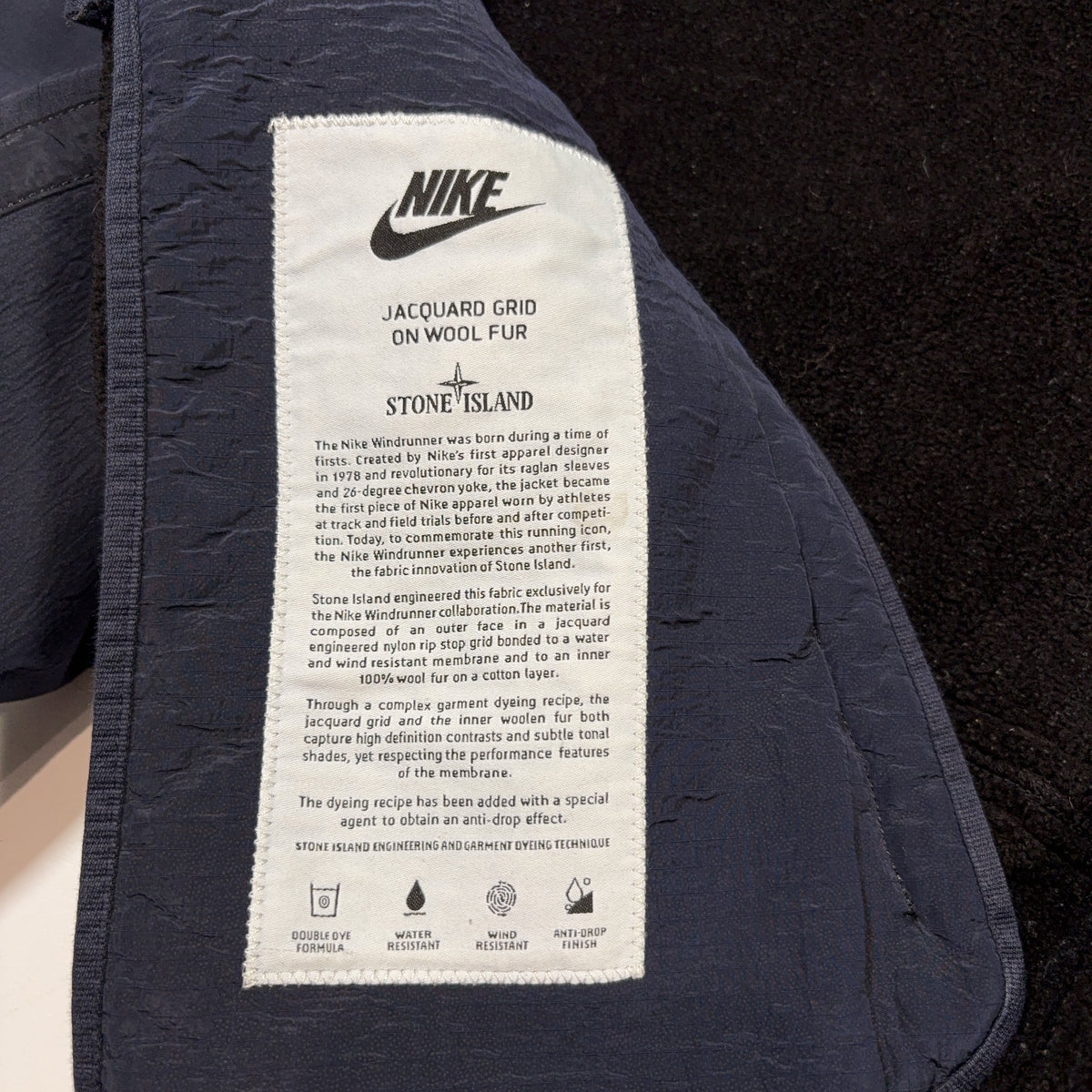 Nike X Stone Island Jacquard Grid On Wool Fur Navy Jacket