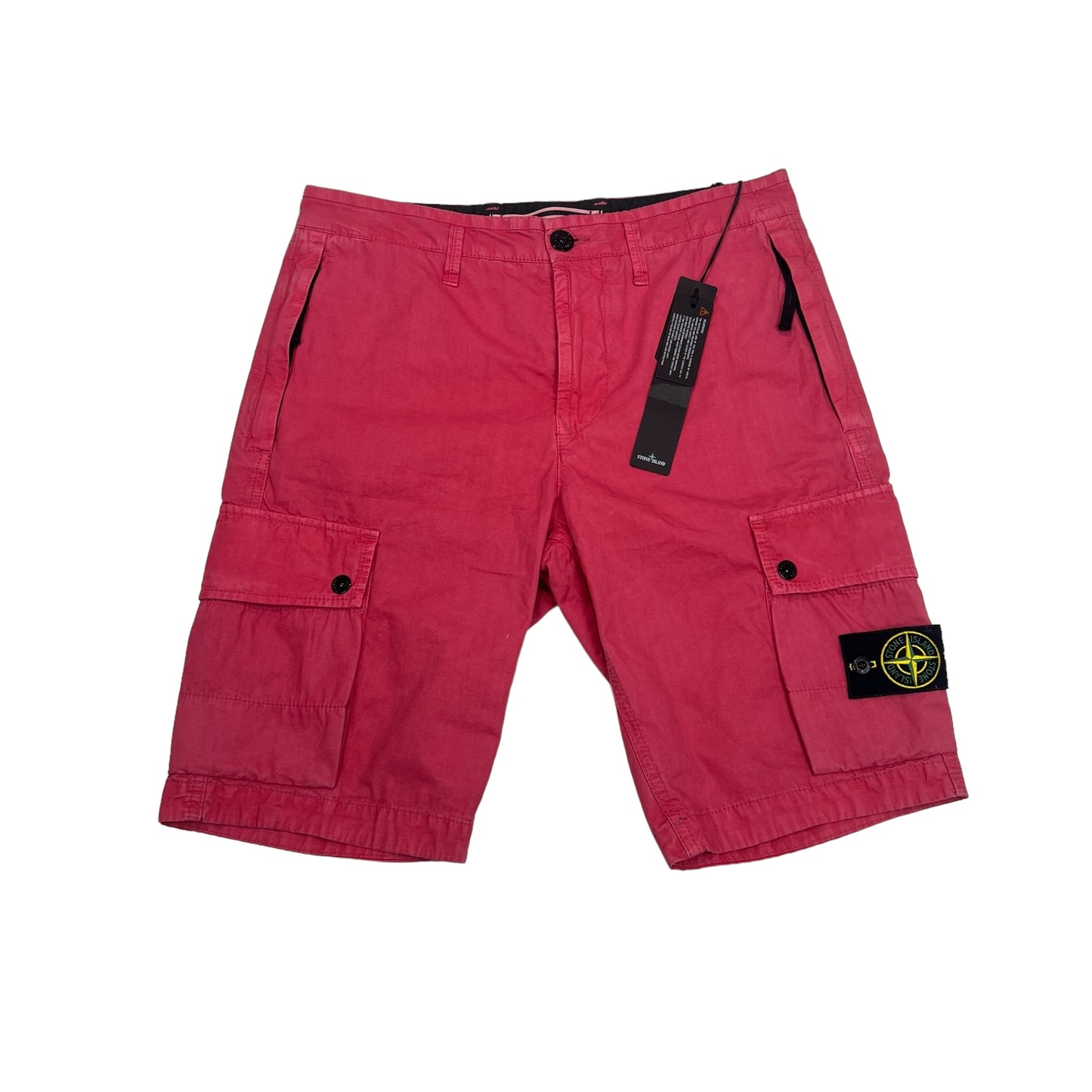 Stone Island Pink Button Pockets Compass-Patch Cargo Shorts
