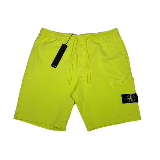 Stone Island Yellow Cotton Compass-Patch Shorts