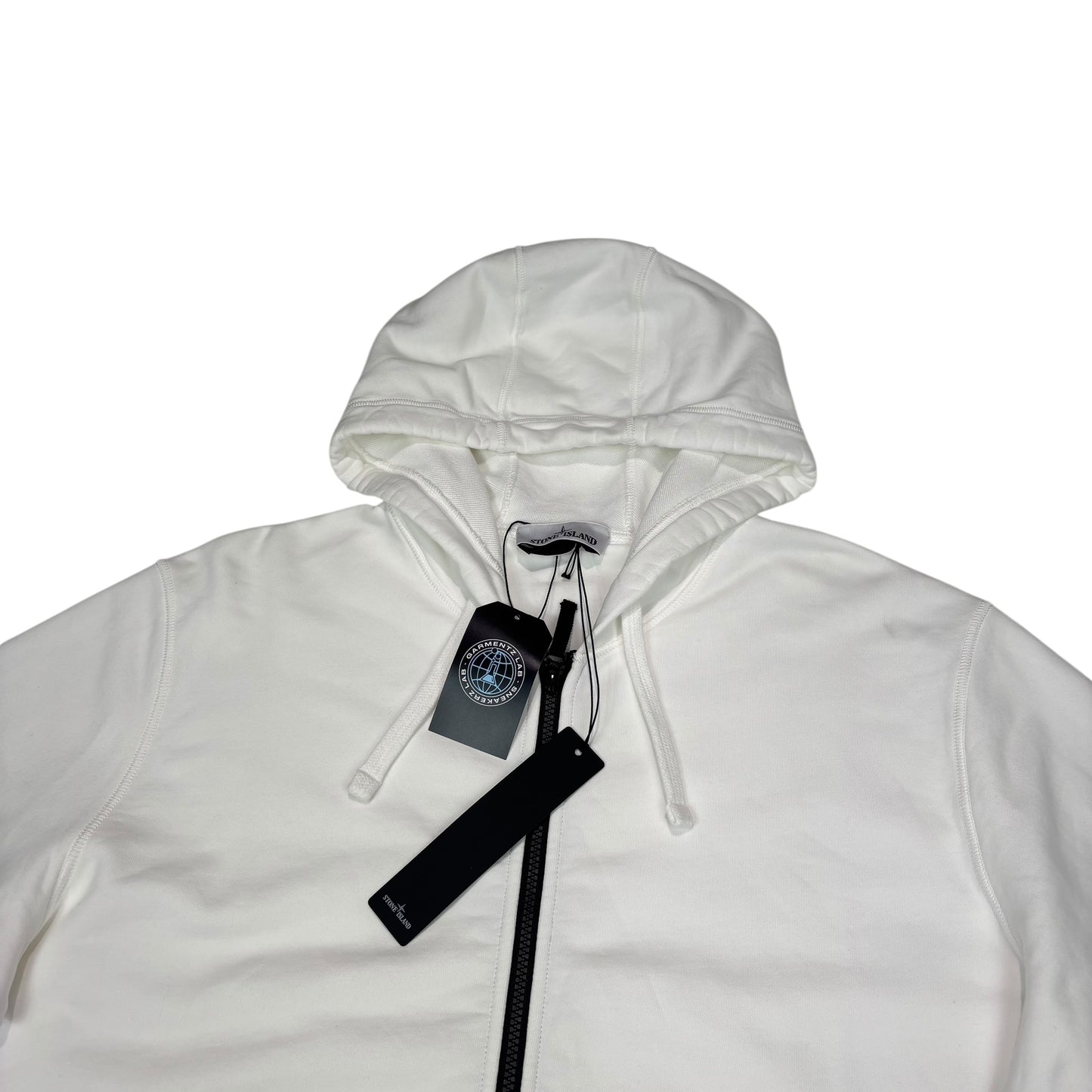 Stone Island White Zip Up Compass Patch Jacket