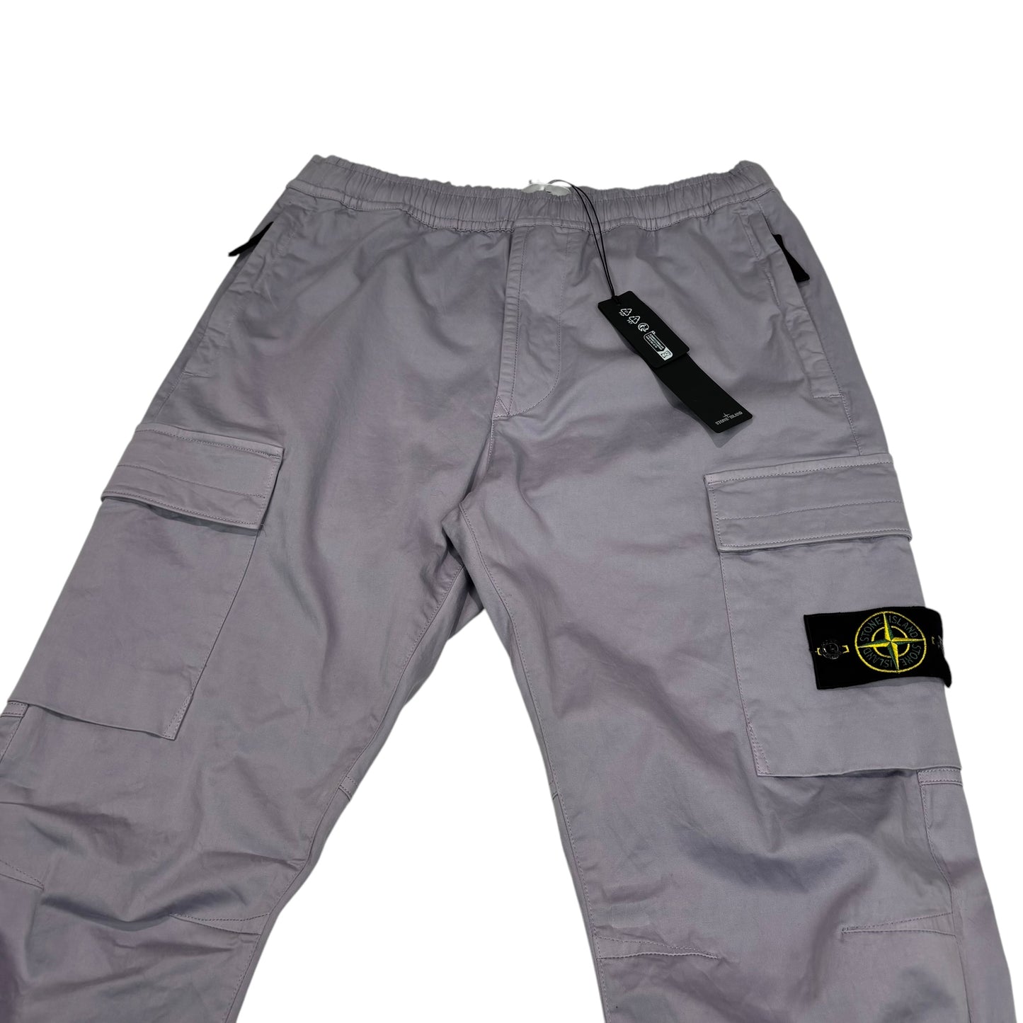 Stone Island Light Blue Compass-Latch Brushed Cotton Cargo Trousers