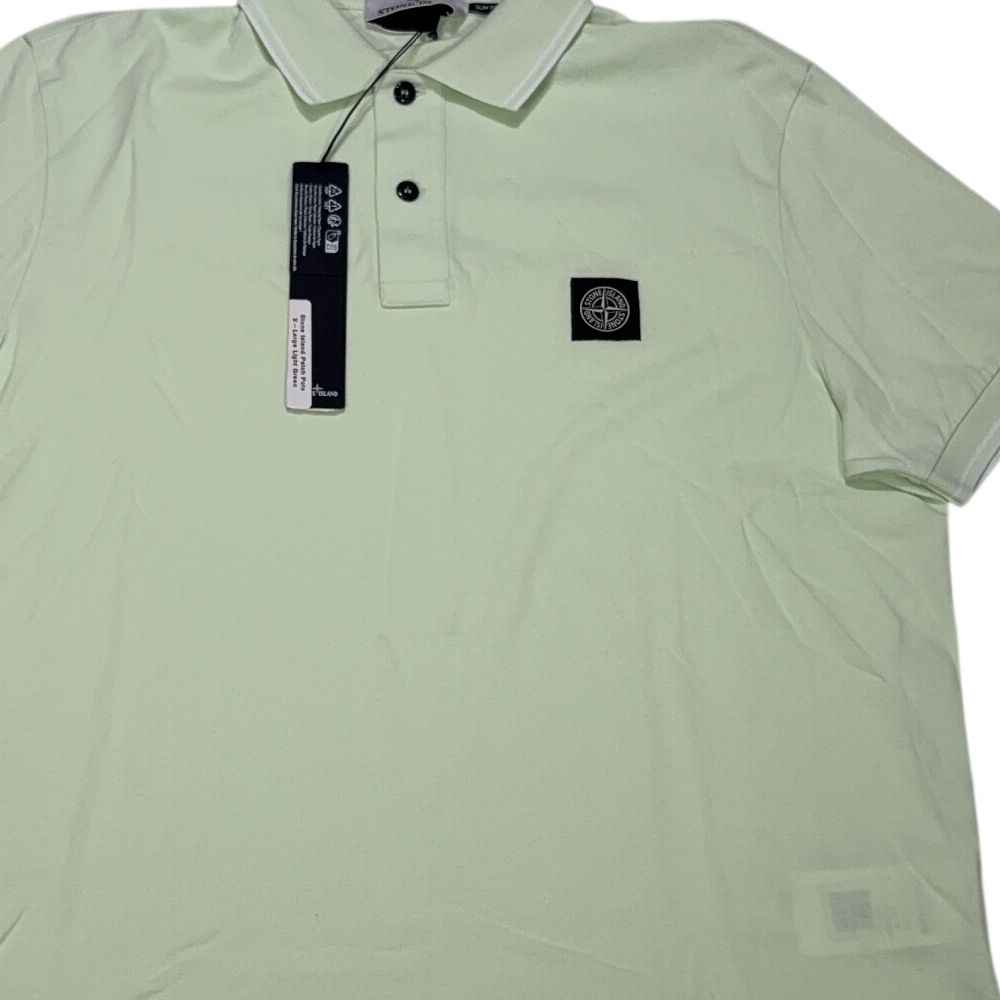 Stone Island Logo Patch Green Polo Shirt