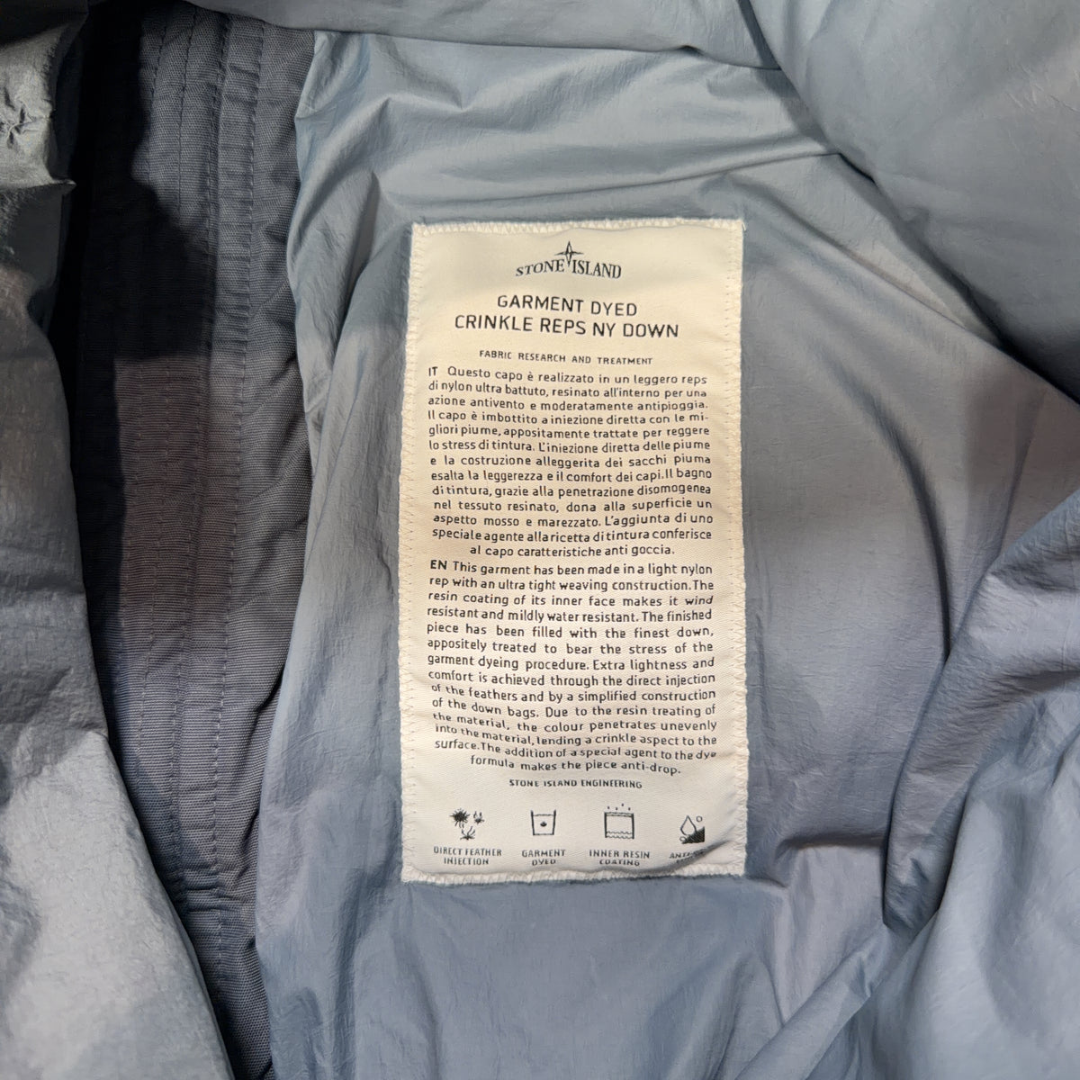 Stone Island Garment Dyed Crinkle Reps NY Down Parka – Grey