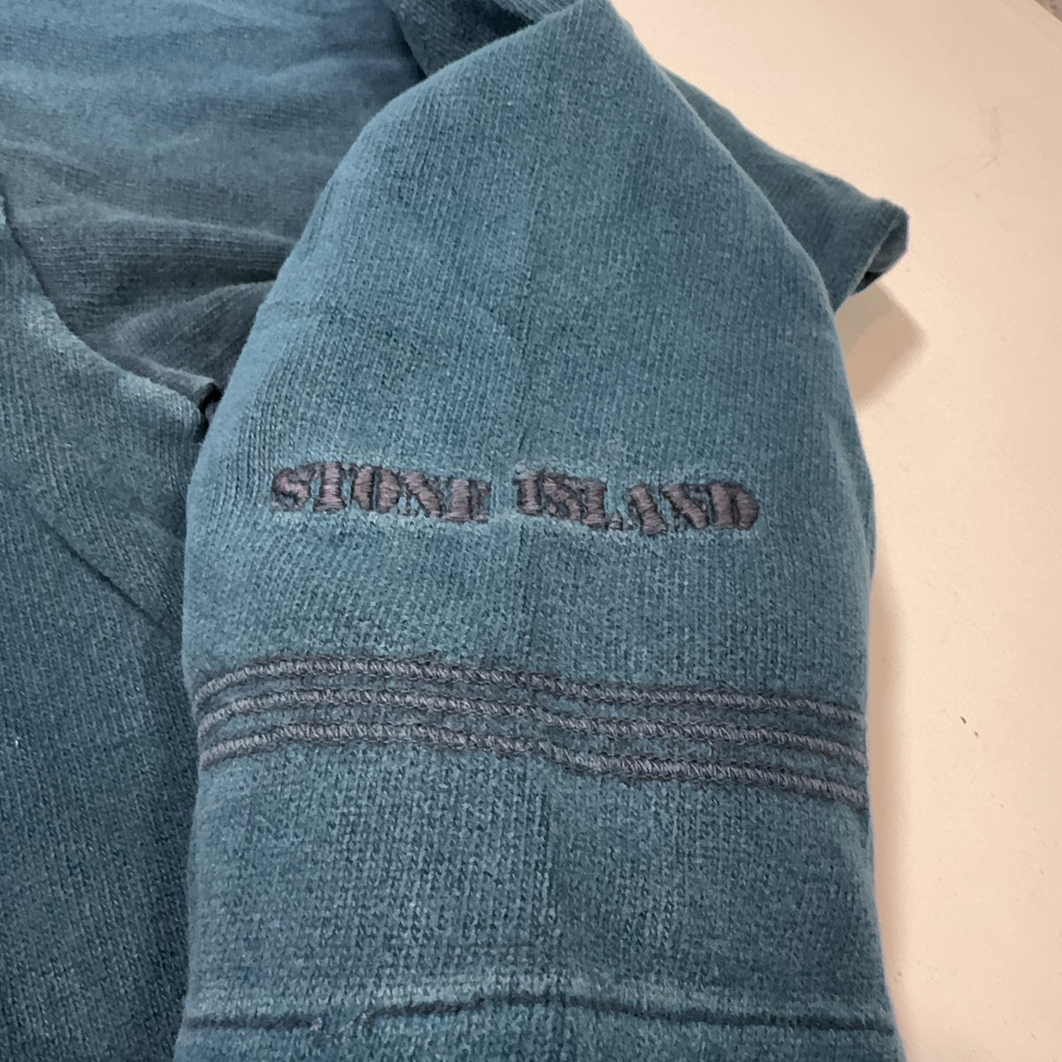 Stone Island Spell Out Long-Sleeve Polo Jumper – Blue