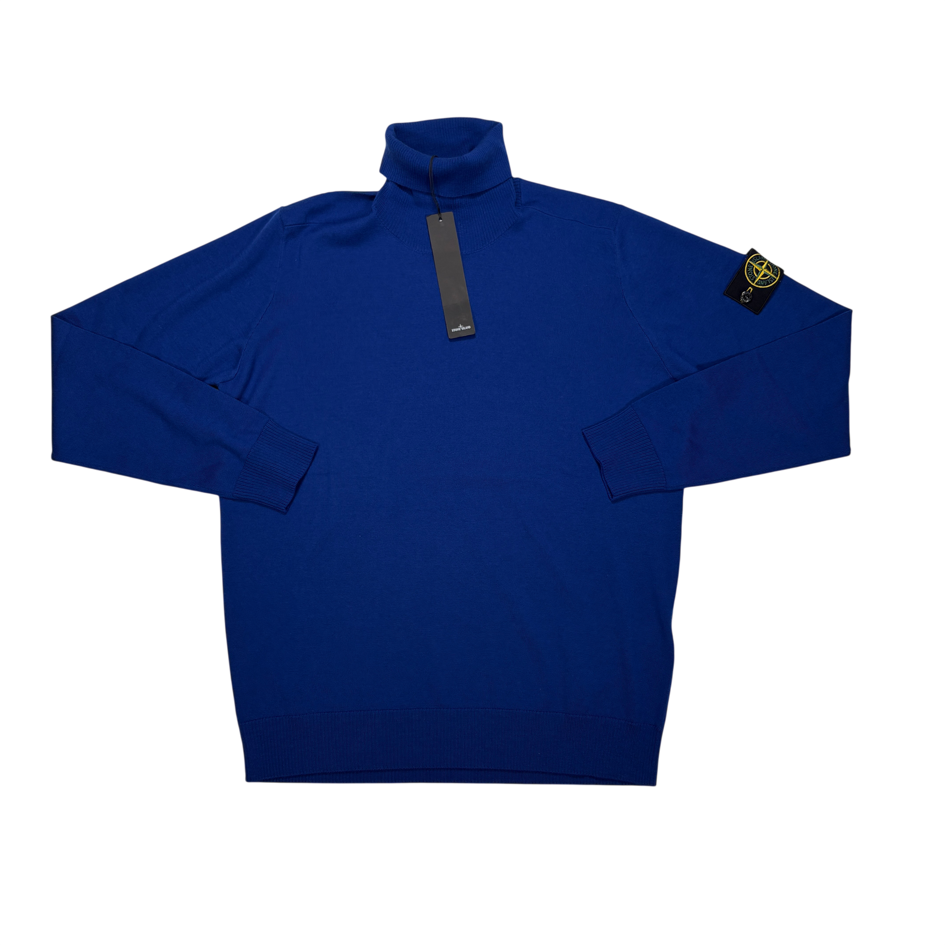 Stone Island Blue Compass Patch Turtle Neck Jumpers