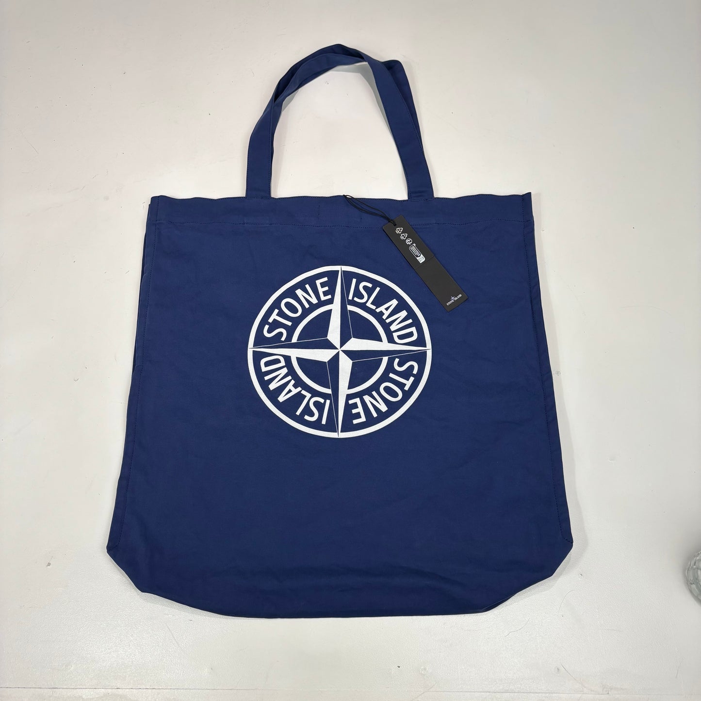 Stone Island Navy Blue Logo-Print Tote Bag