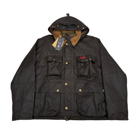 CP Company x Barbour Brown Creel Wax Double Goggle + Watch Goggle Heavyweight Jacket