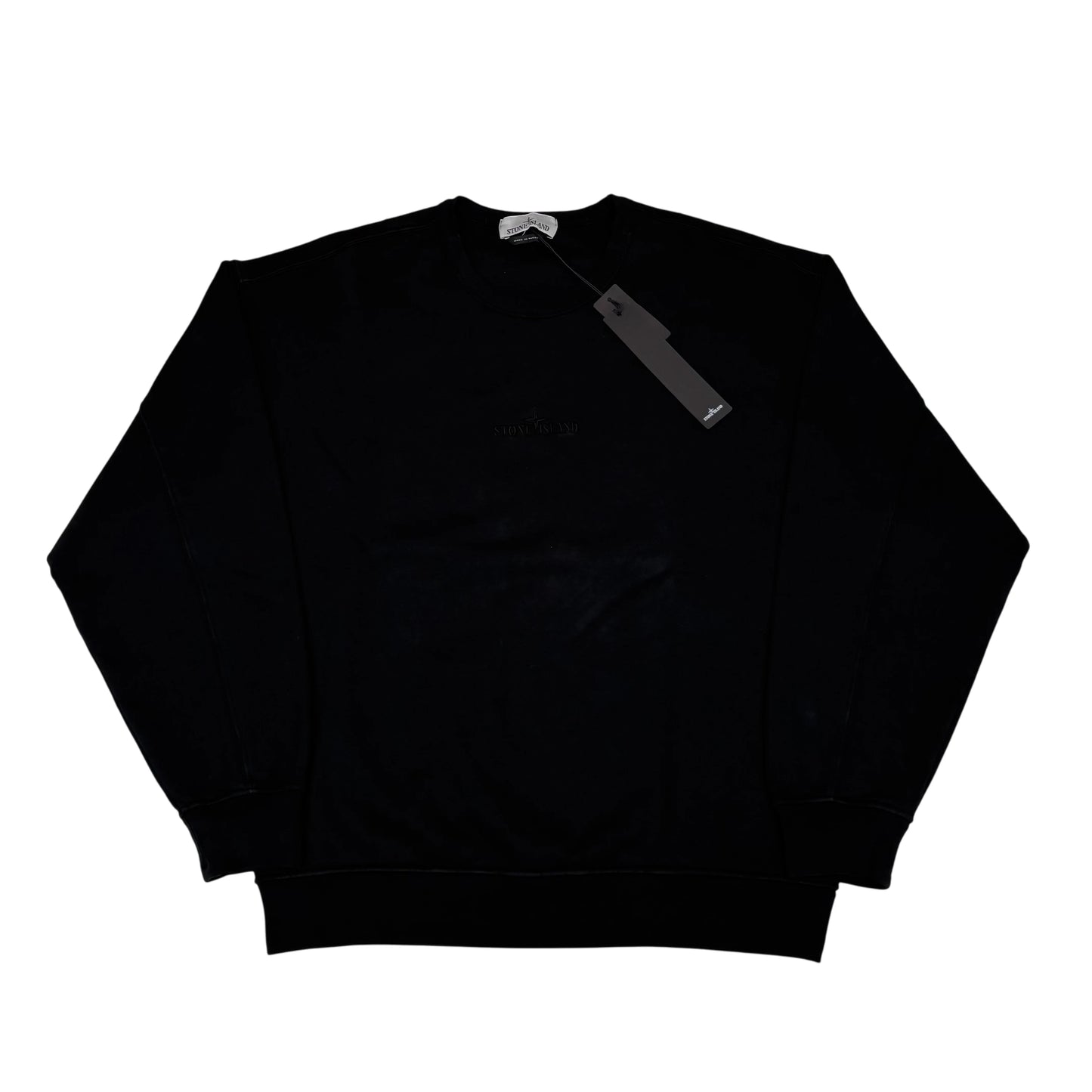Stone Island Black Embroidered Logo Spell Out Crew Neck Jumper