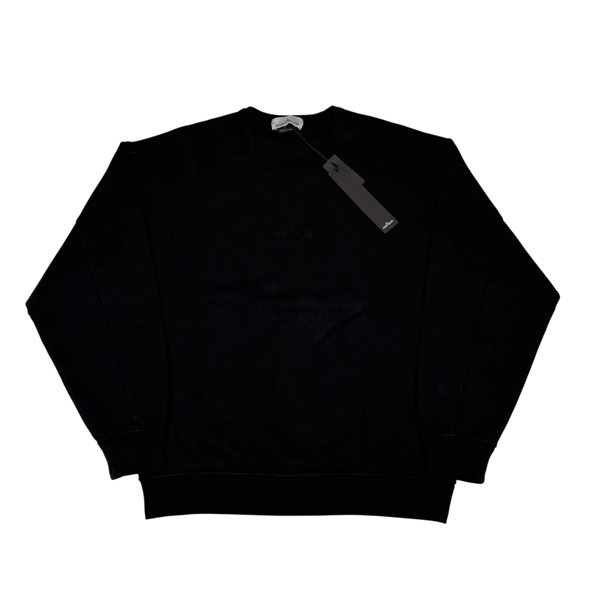 Stone Island Black Embroidered Logo Spell Out Crew Neck Jumper