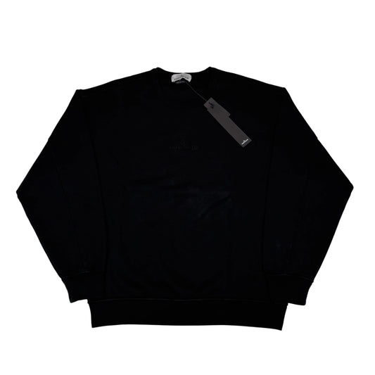 Stone Island Black Embroidered Logo Spell Out Crew Neck Jumper
