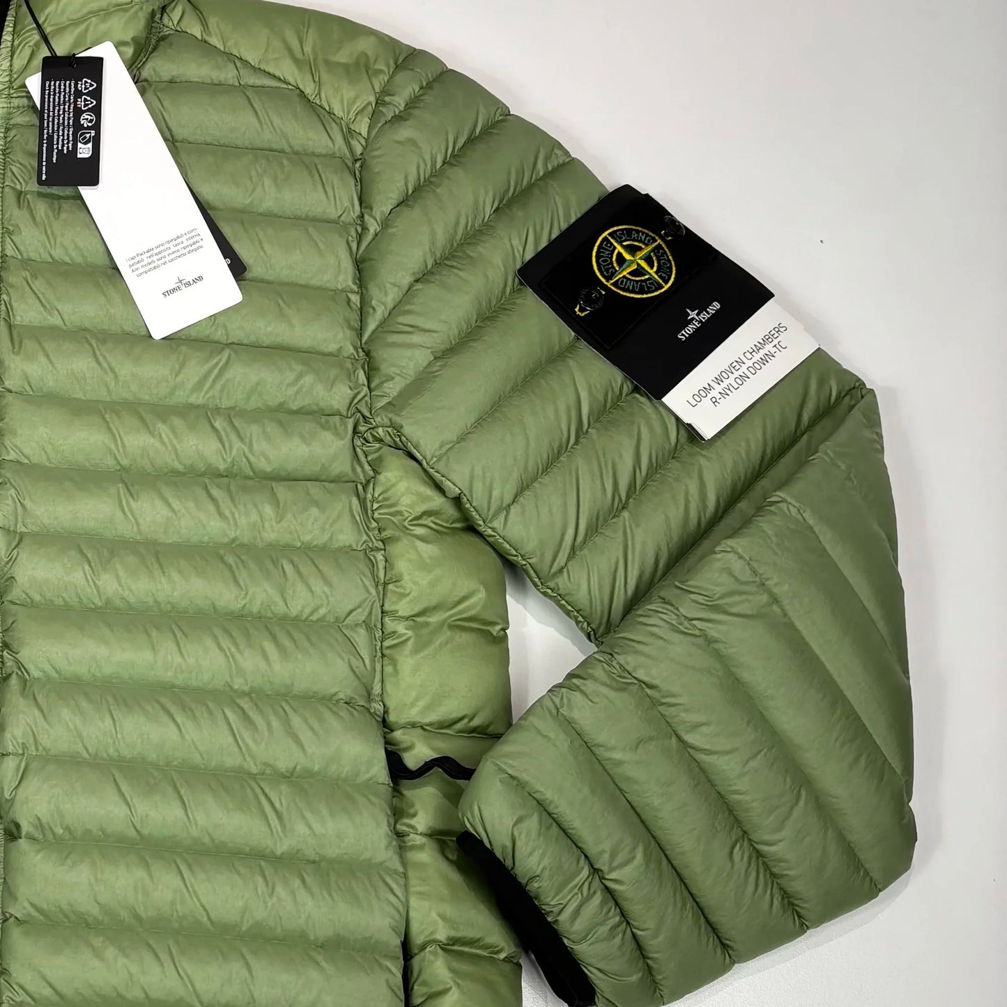 Stone Island Green Loom Woven Chambers R-Nylon Down-TC Puffer Jacket
