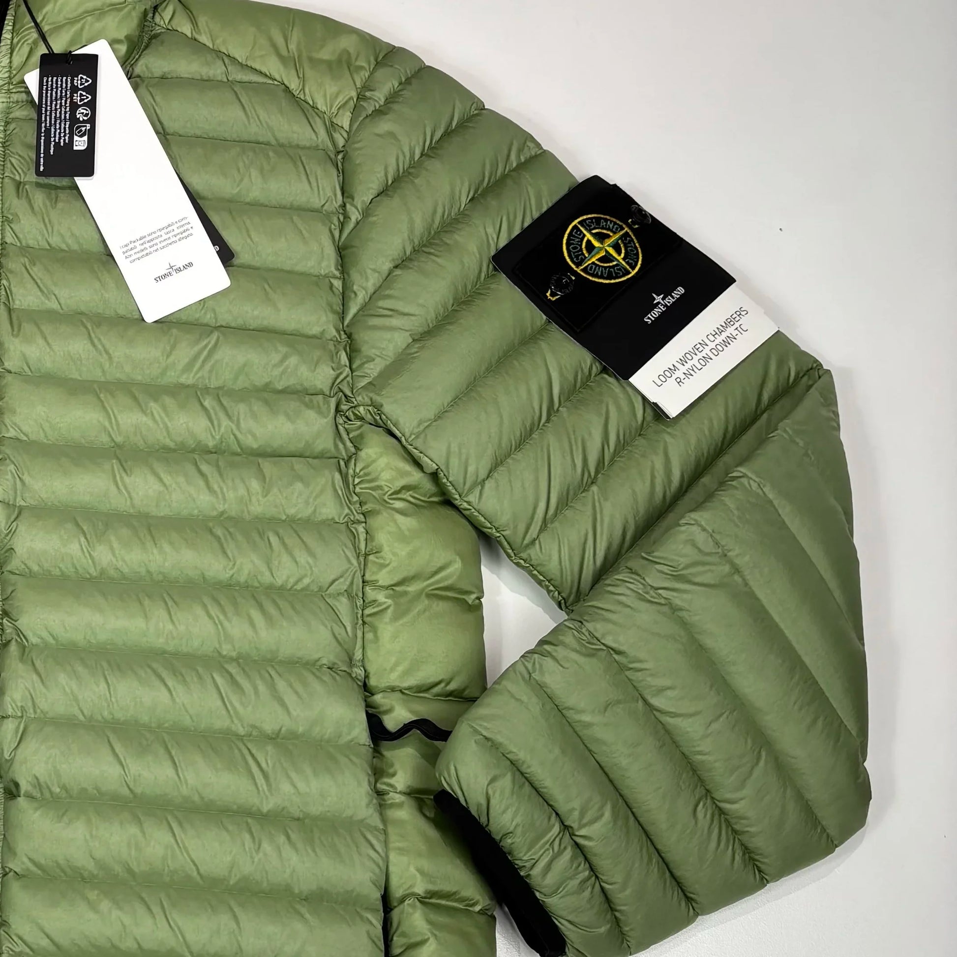 Stone Island Green Loom Woven Chambers R-Nylon Down-TC Puffer Jacket