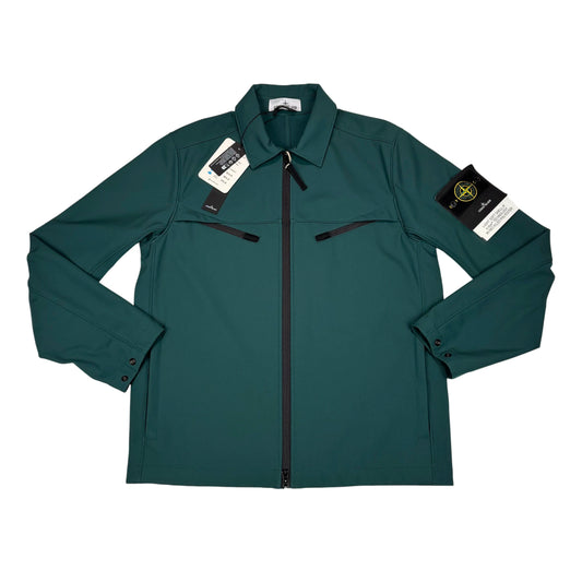 Stone Island Green Soft Shell-R Collared Overshirt Jacket