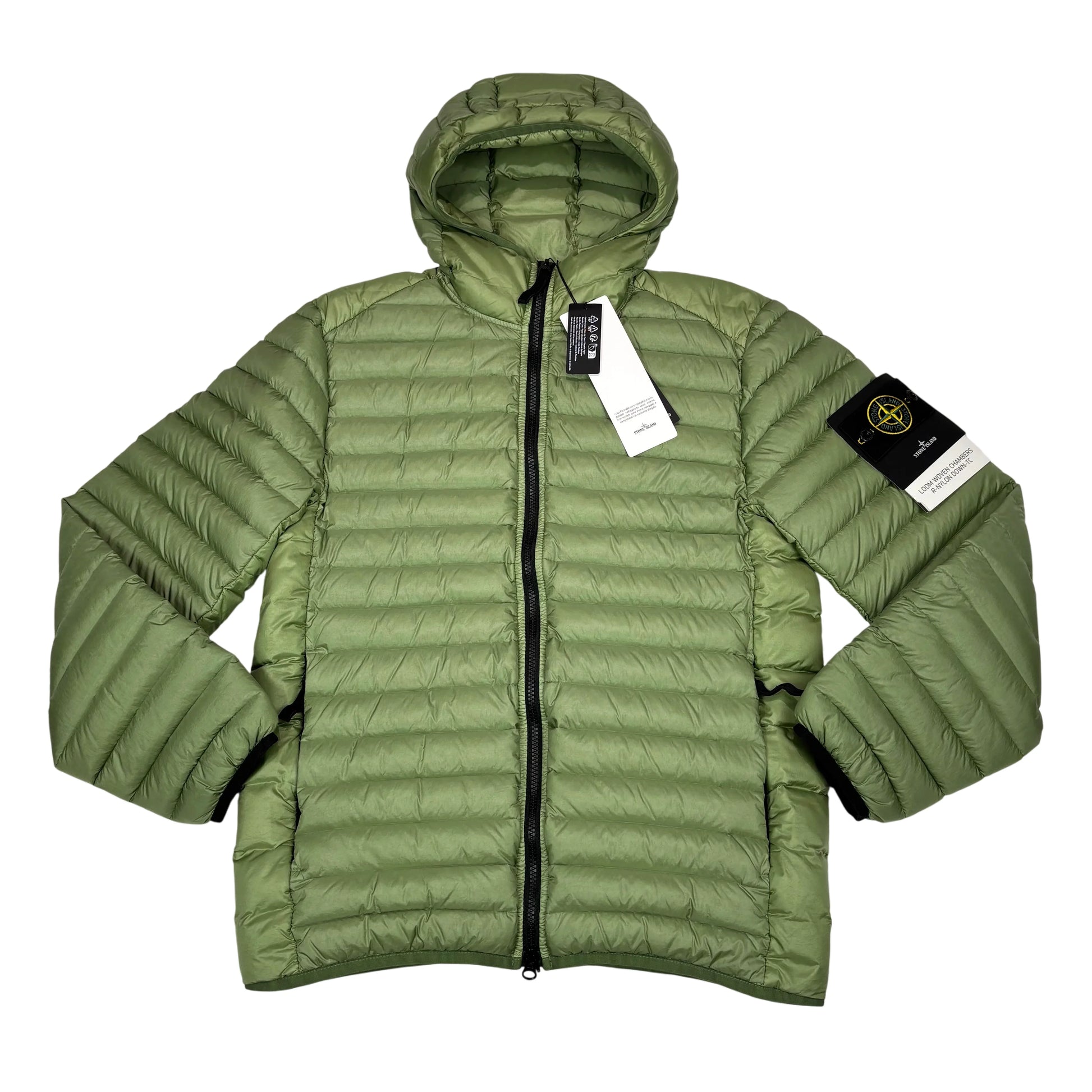 Stone Island Green Loom Woven Chambers R-Nylon Down-TC Puffer Jacket