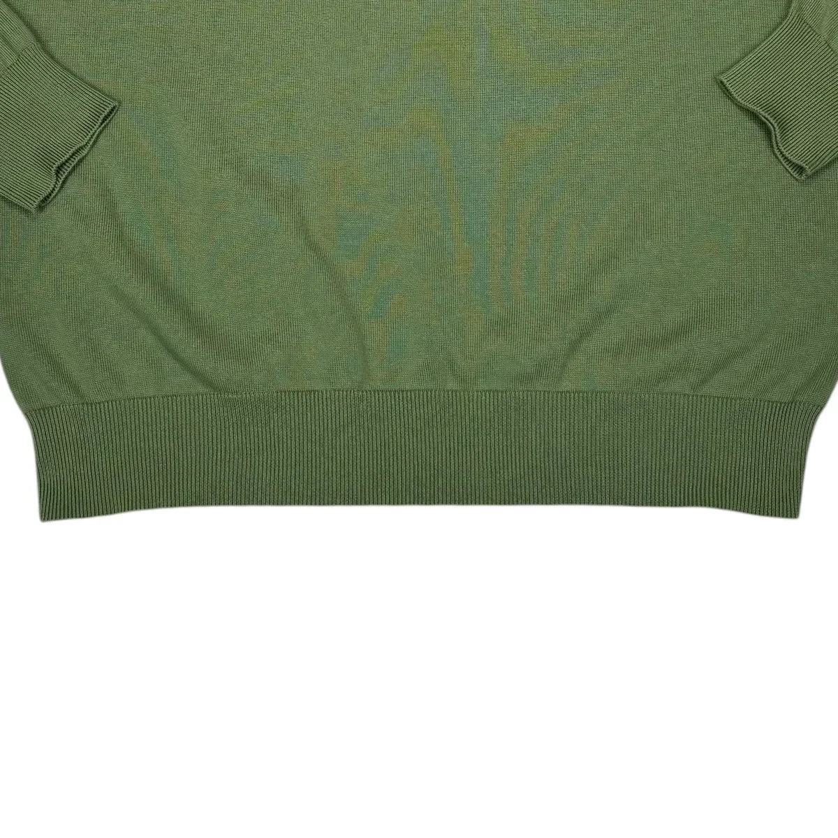 Stone Island Green Lightweight Ribbed Compass Patch Jumper