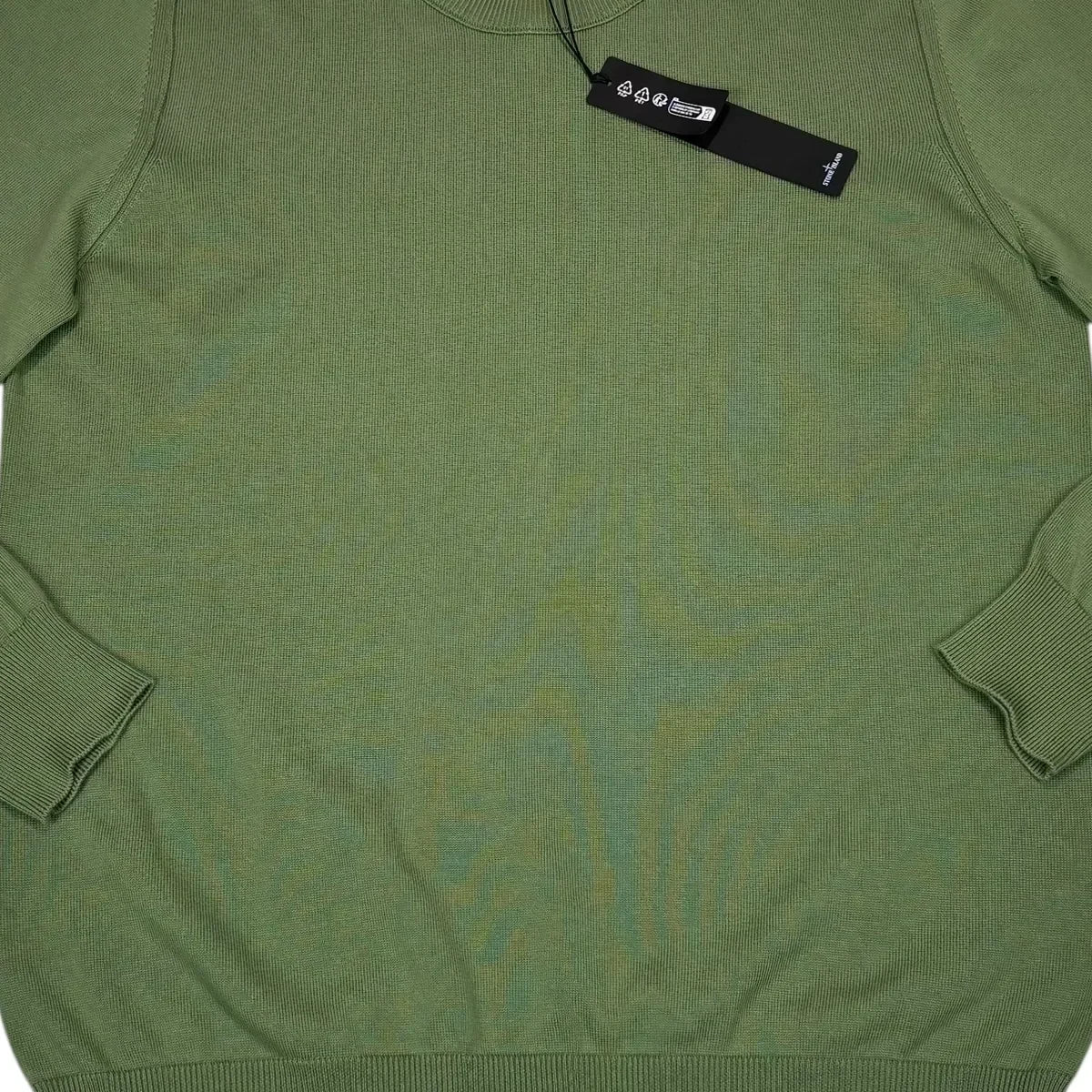 Stone Island Green Lightweight Ribbed Compass Patch Jumper