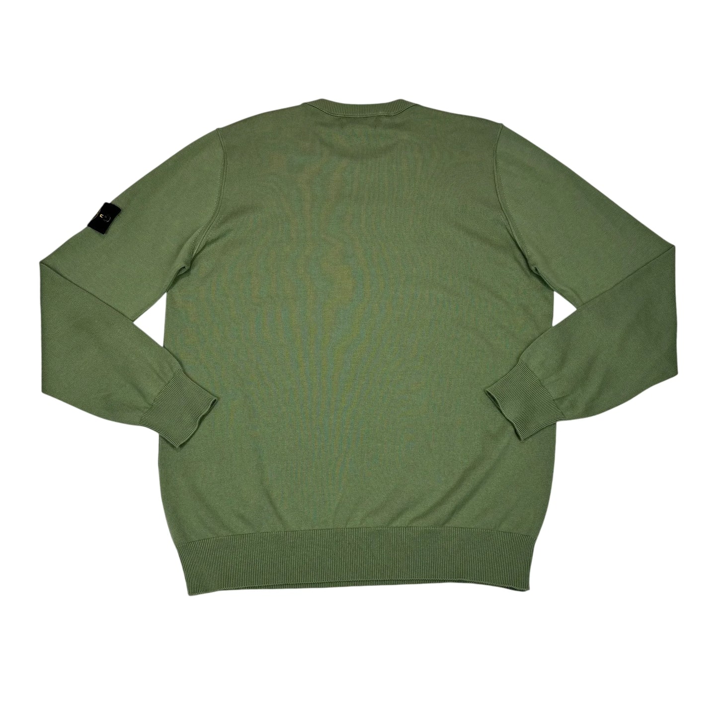 Stone Island Green Lightweight Ribbed Compass Patch Jumper