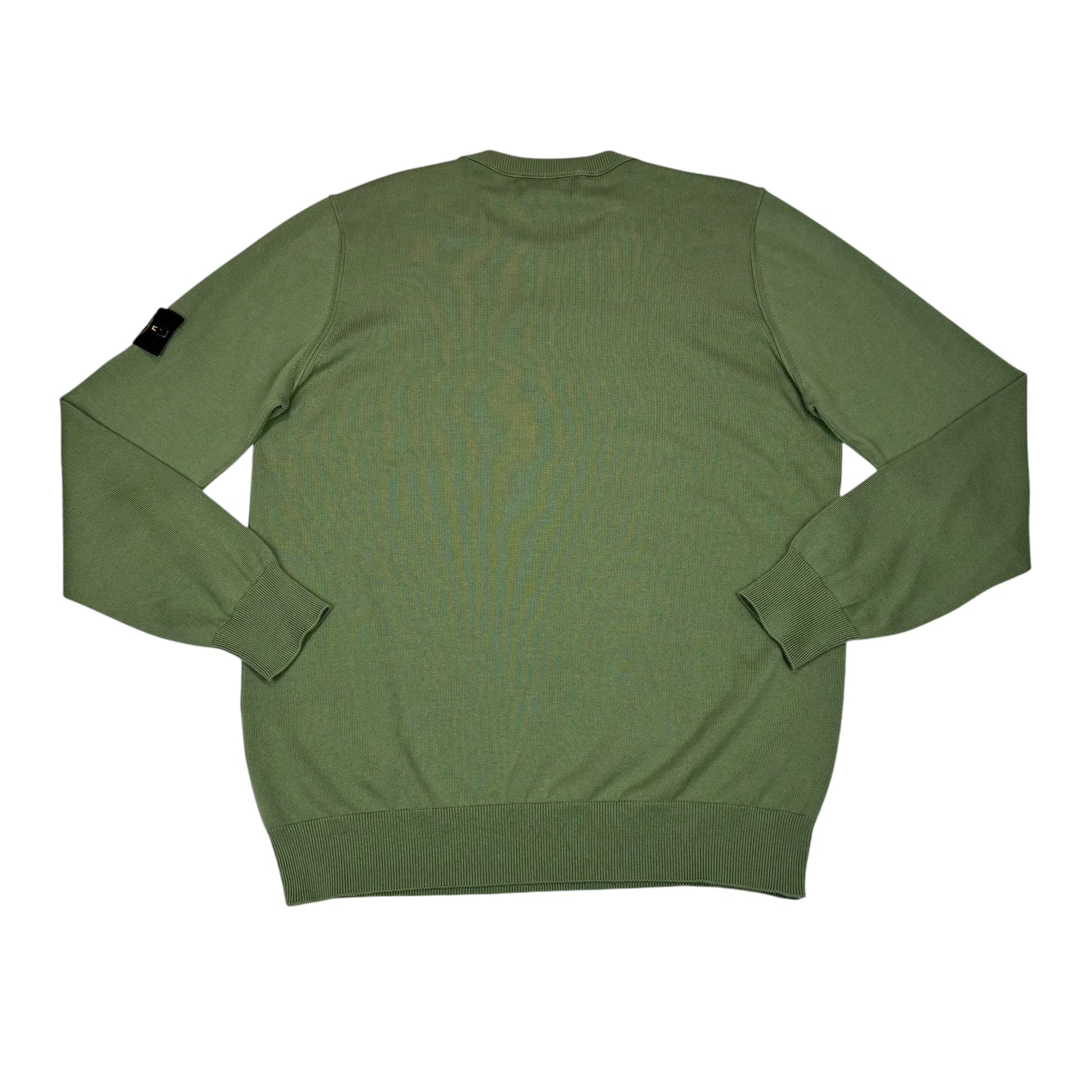 Stone Island Green Lightweight Ribbed Compass Patch Jumper