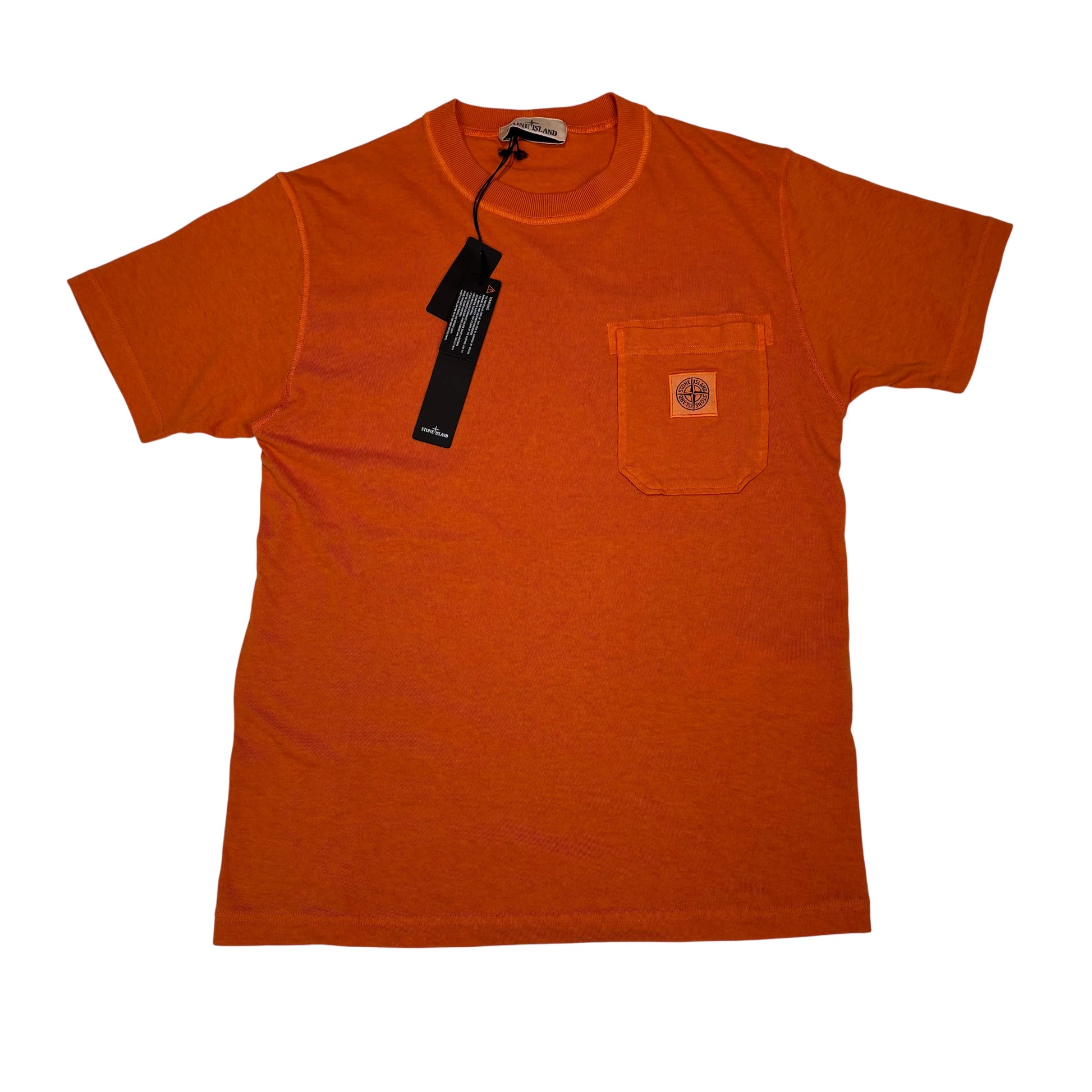 Stone Island Orange Patch Logo Short Sleeve Tshirt