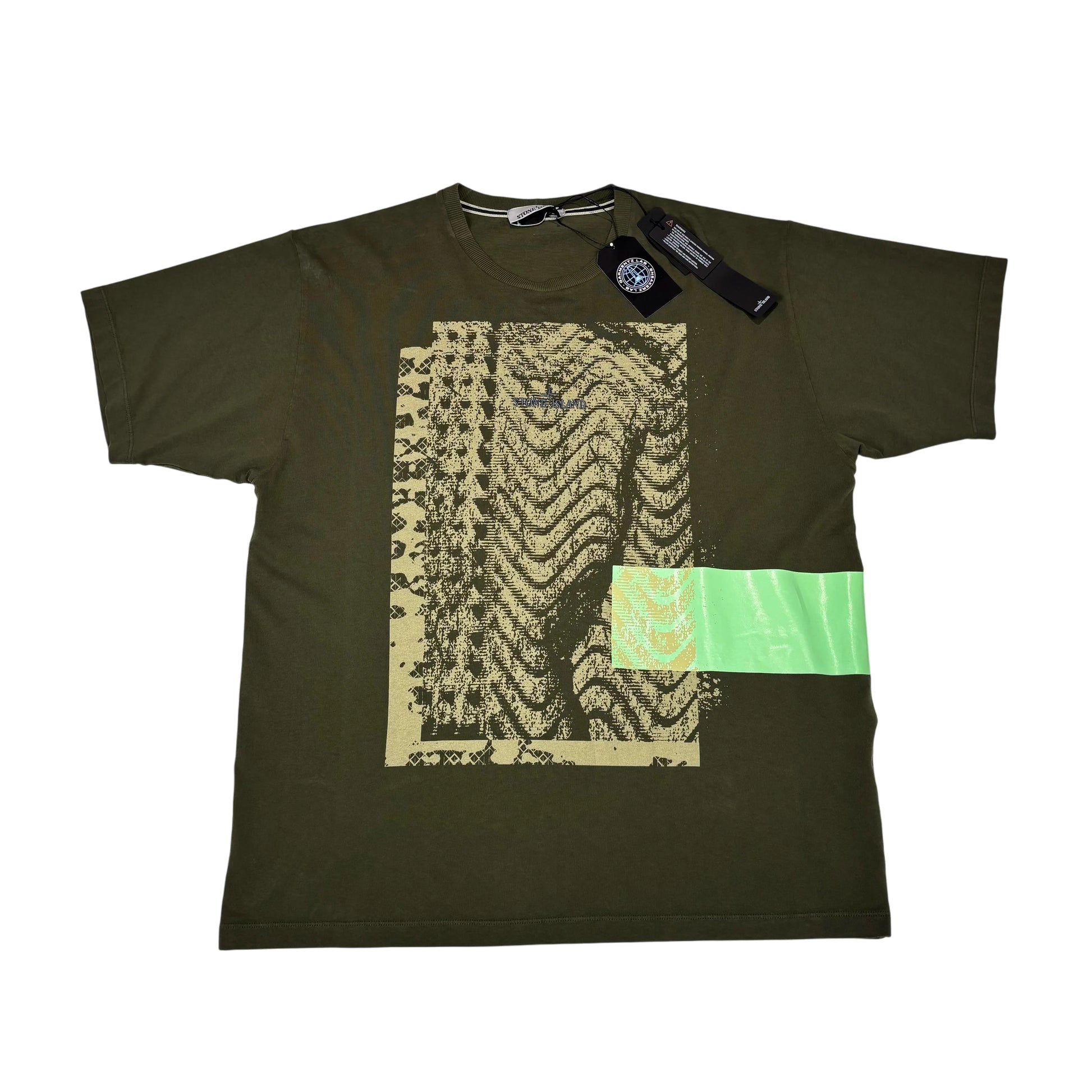Stone Island Green Logo Print Design Tshirt