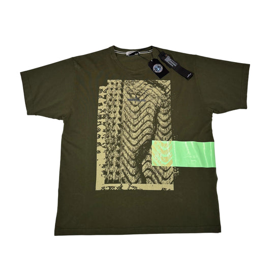 Stone Island Green Logo Print Design Tshirt