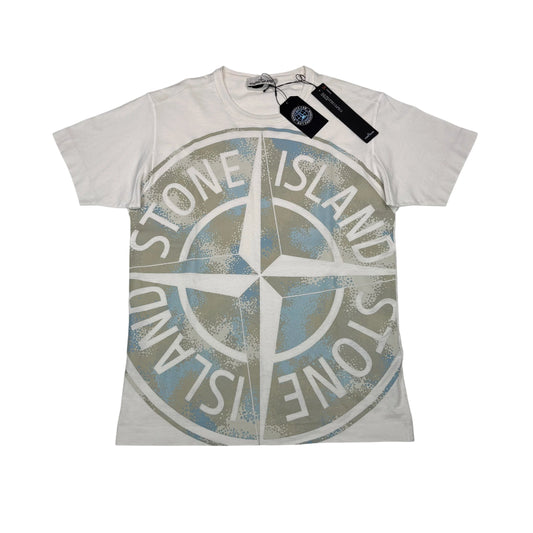 Stone Island White Logo Print Design T-shirt