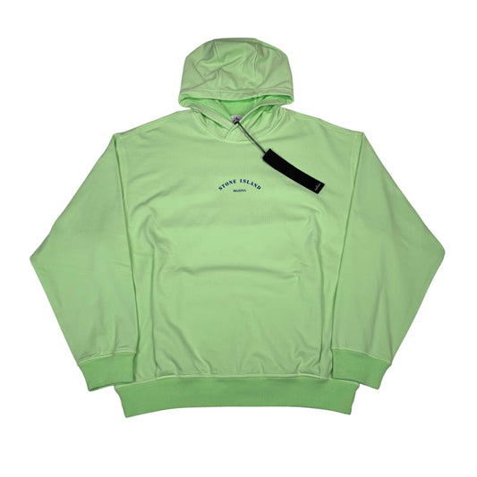 Stone Island Green Marina Logo Spell Out Hoodie