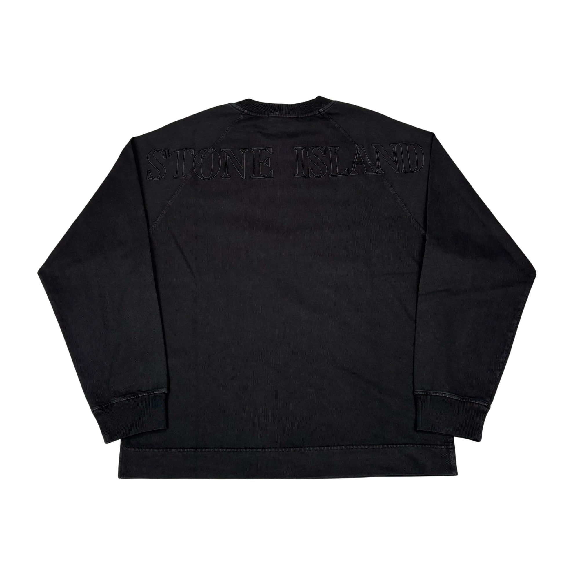 Stone Island Black Embroidered Logo Crew Neck Jumper