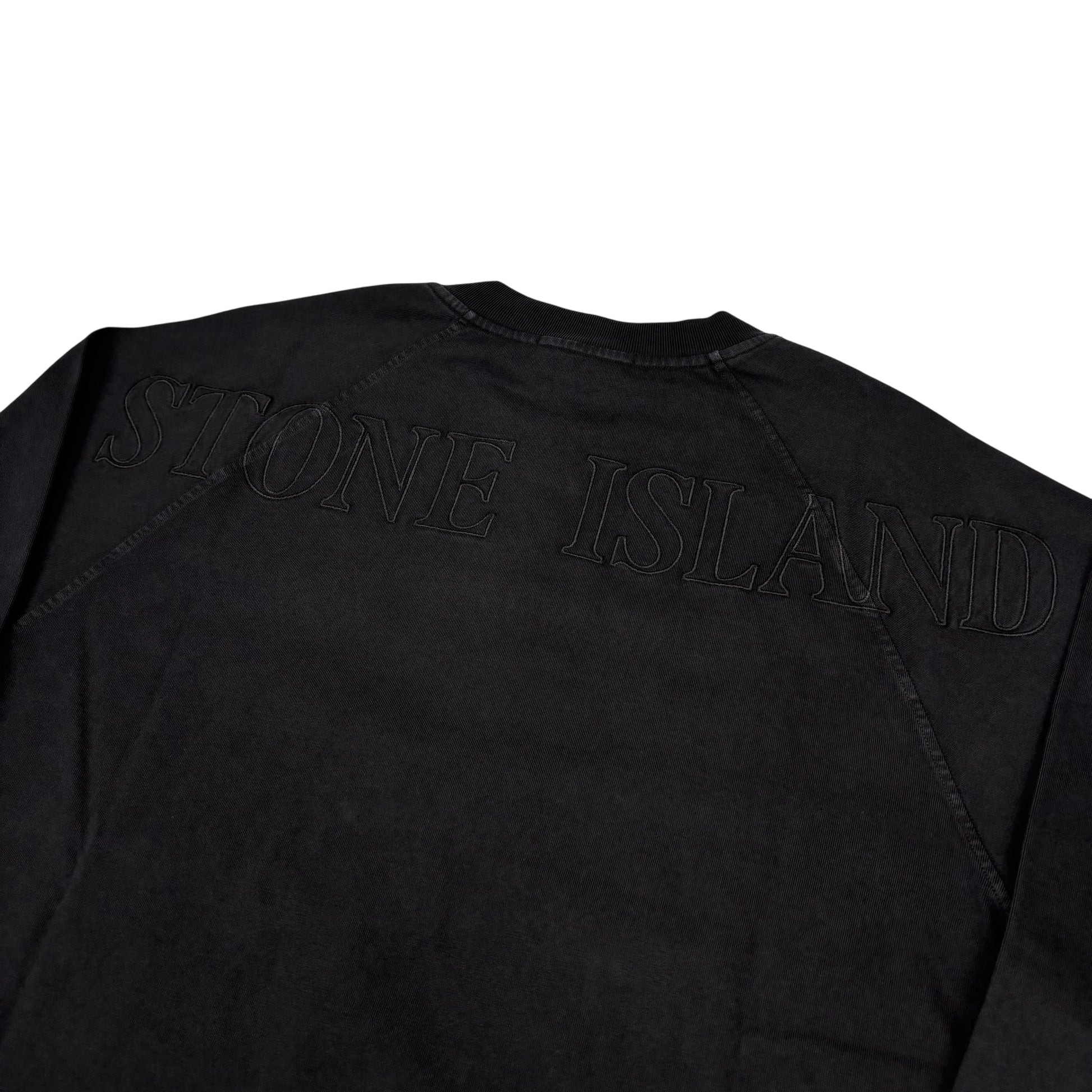 Stone Island Black Embroidered Logo Crew Neck Jumper