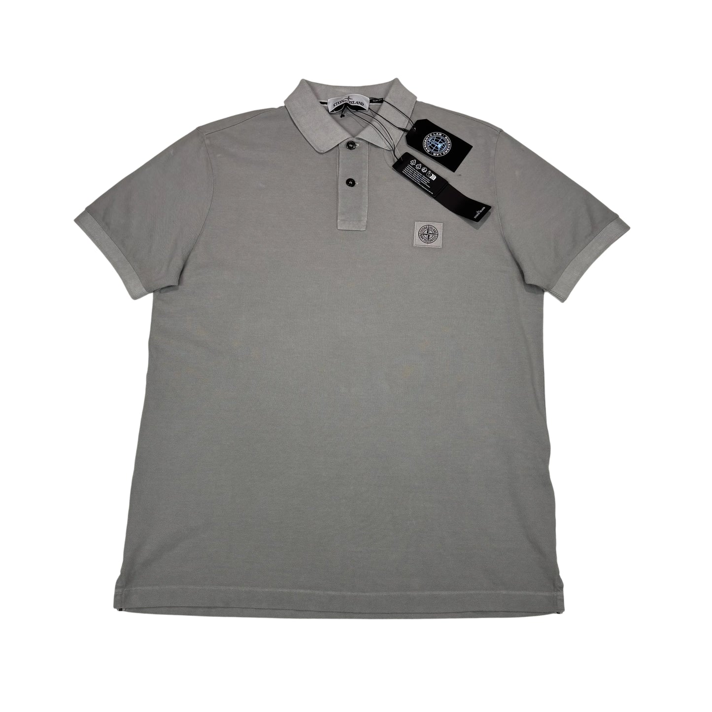 Stone Island Gray Patch Logo Polo Shirt